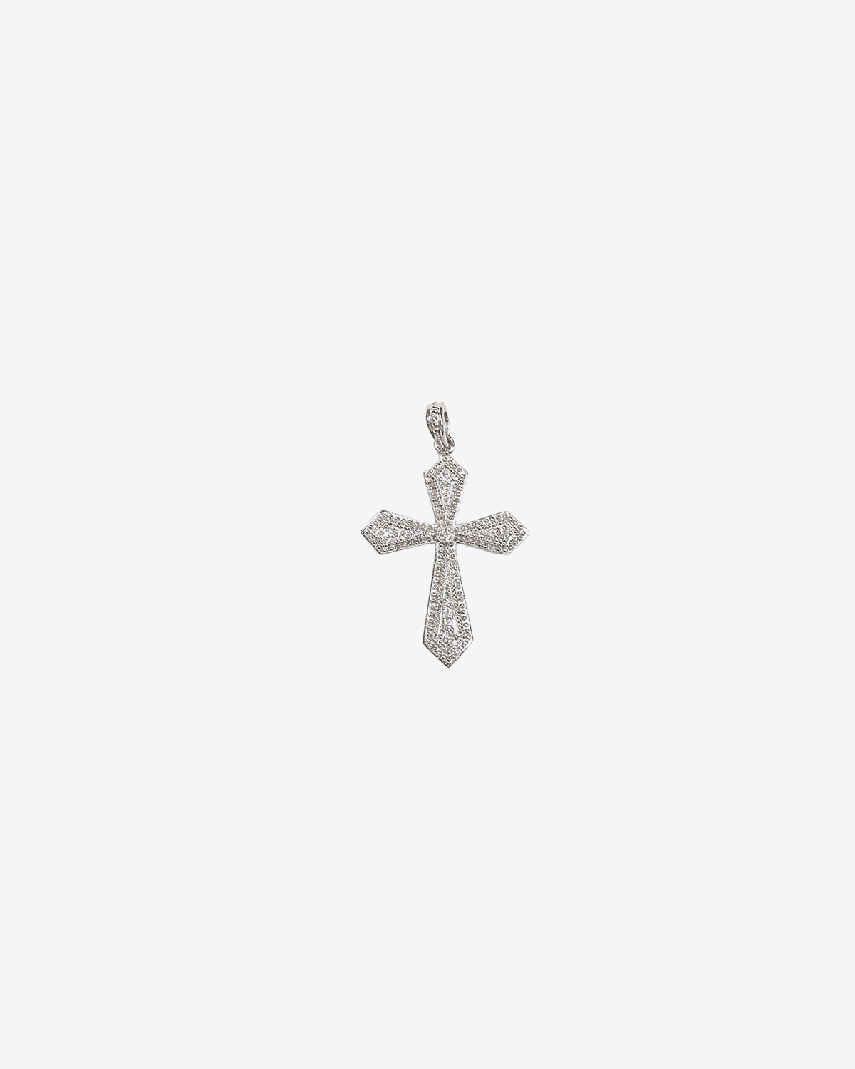 Pendentif croix Ray of light en argent et diamants De Jaegher. Face.