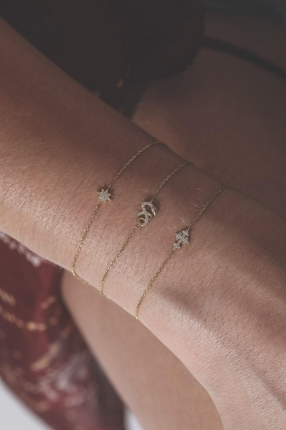 Feidt Bracelet Mini Croix Huguenote - Or Jaune 18K et Diamants