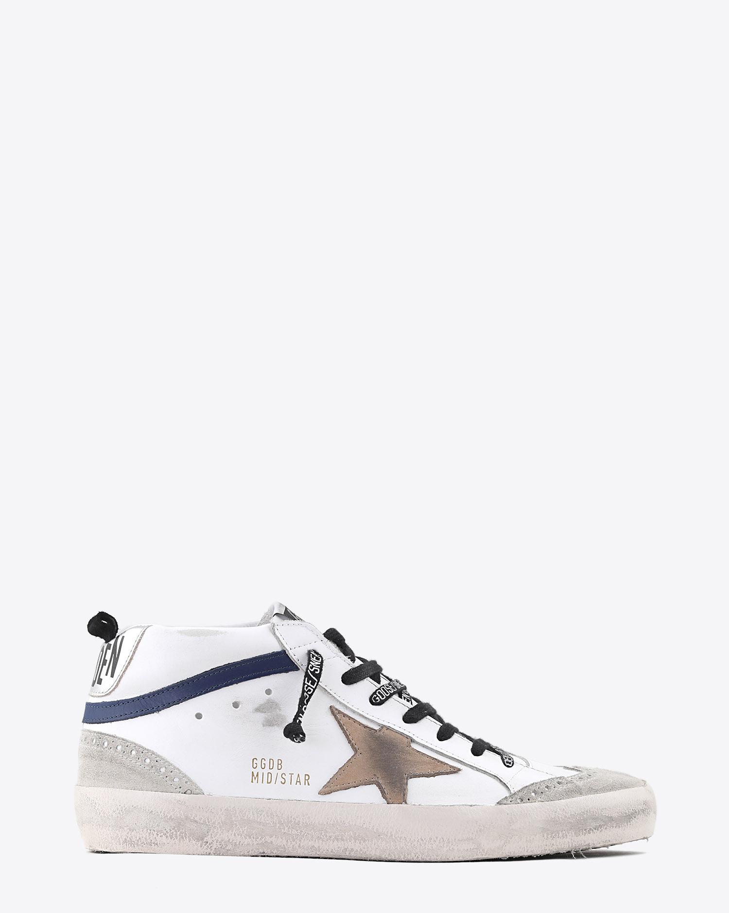 Golden Goose Men Sneakers Mid Star - White Blue Leather - Incense Star  