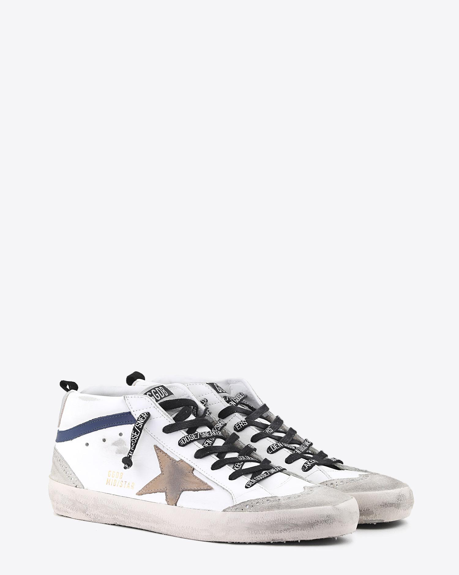 Golden Goose Men Sneakers Mid Star - White Blue Leather - Incense Star  