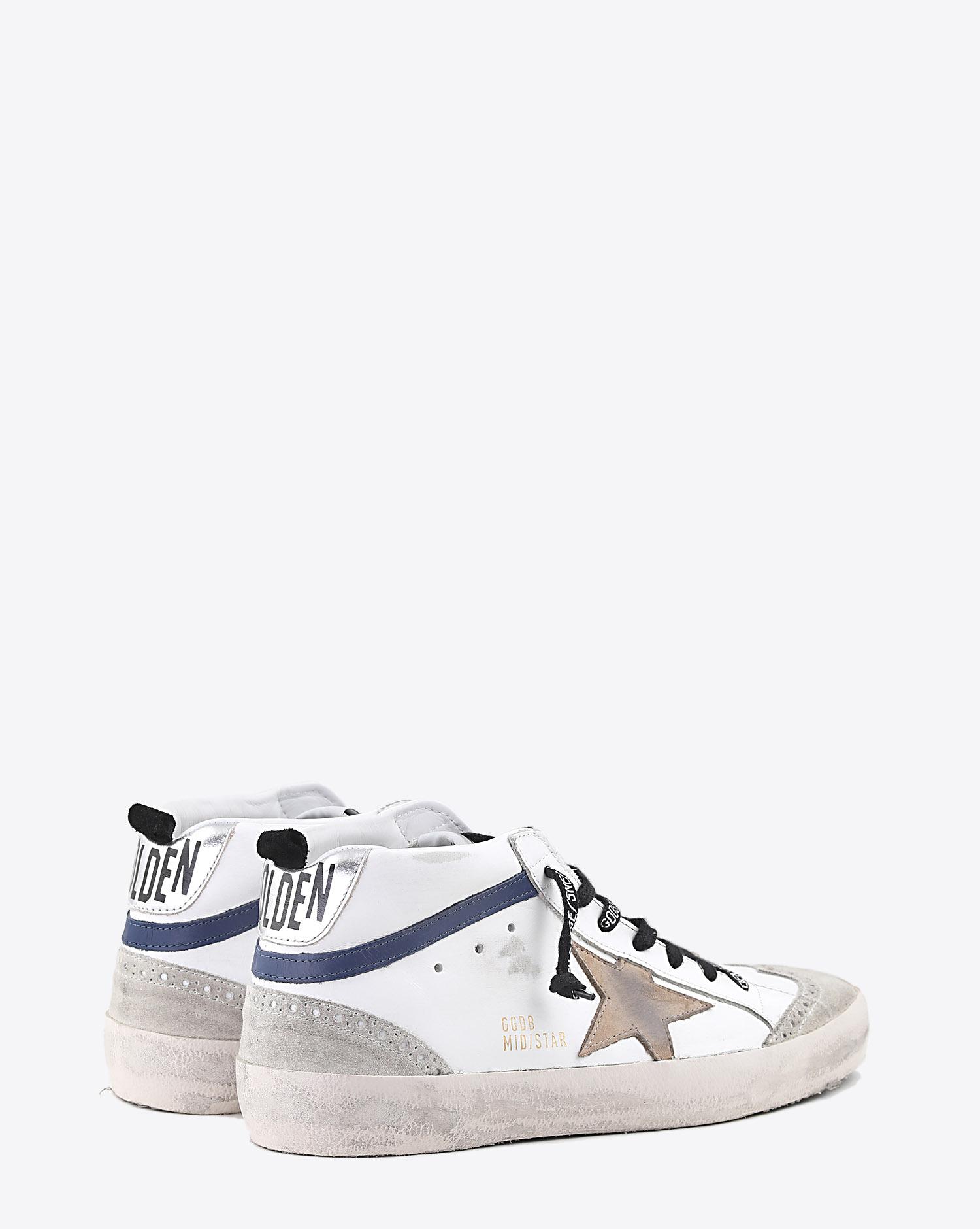 Golden Goose Men Sneakers Mid Star - White Blue Leather - Incense Star  