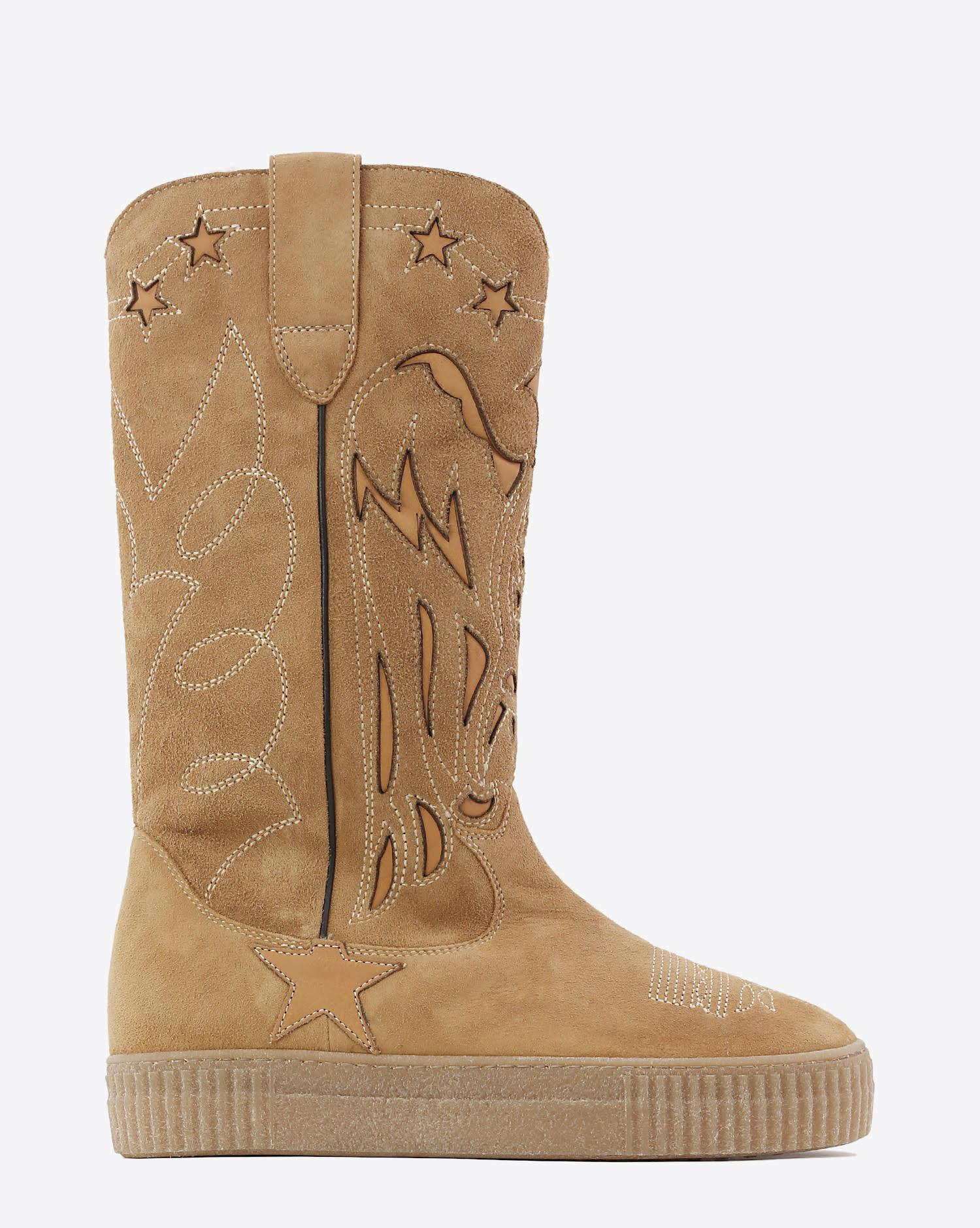 Golden Goose Woman Chaussures Collection Boots Sneak Hi - Camel Suede Shearling  