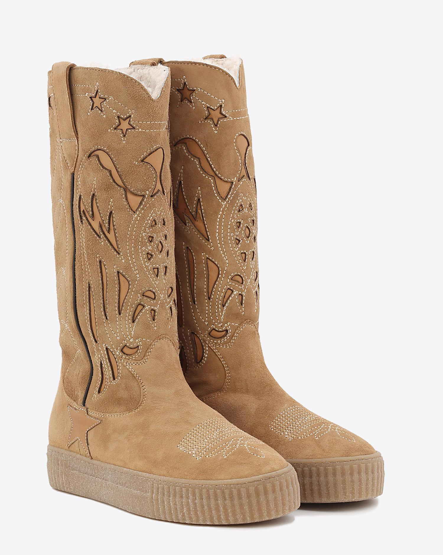 Golden Goose Woman Chaussures Collection Boots Sneak Hi - Camel Suede Shearling  