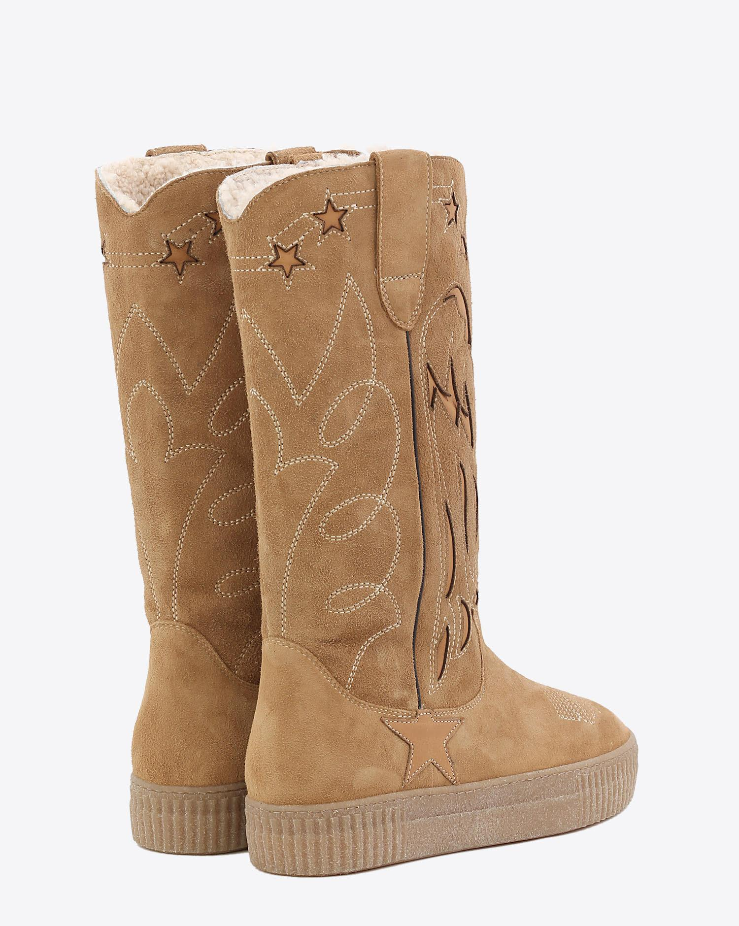 Golden Goose Woman Chaussures Collection Boots Sneak Hi - Camel Suede Shearling  
