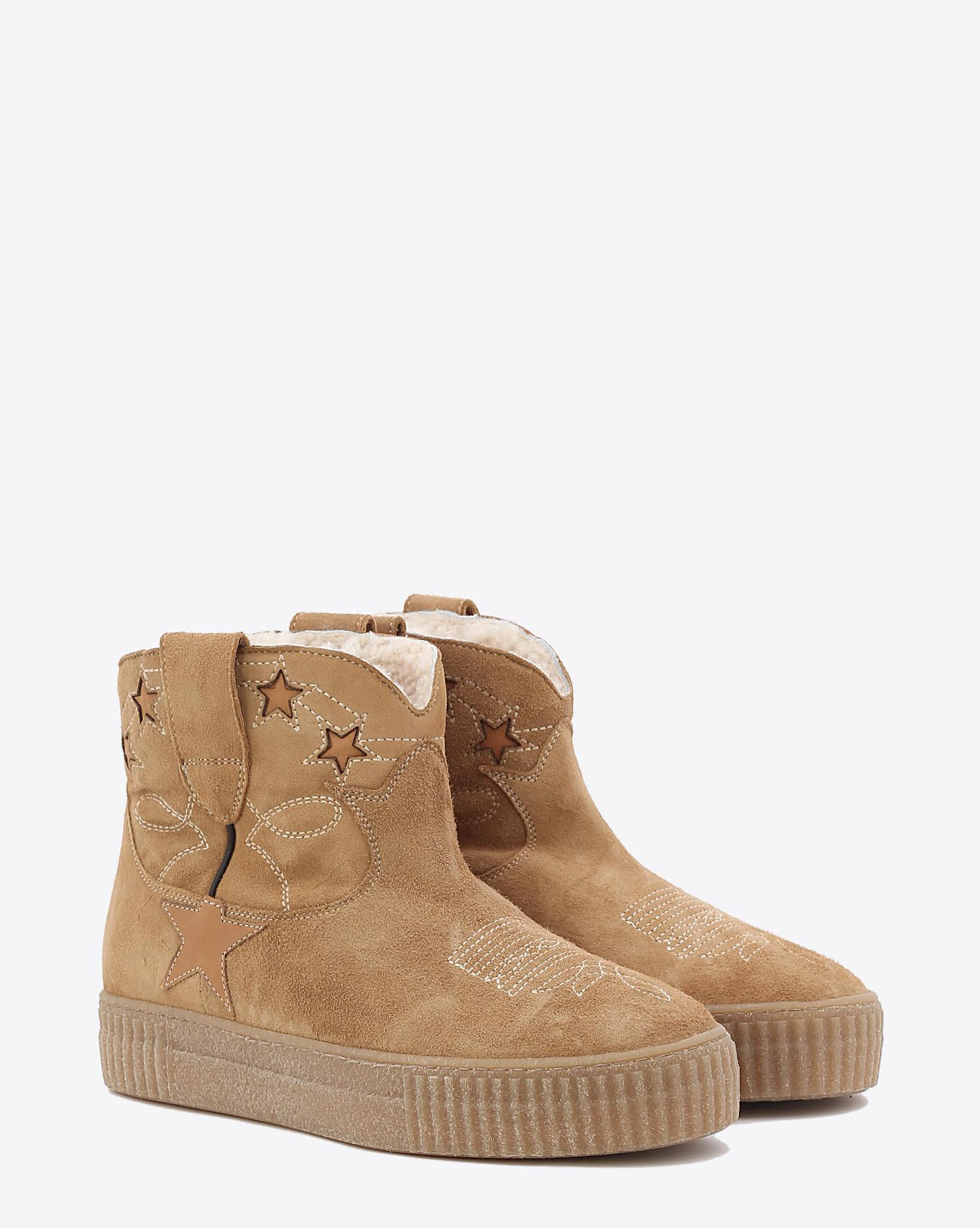 Golden Goose Woman Chaussures Collection Boots Sneak Slow - Camel Suede Shearling  