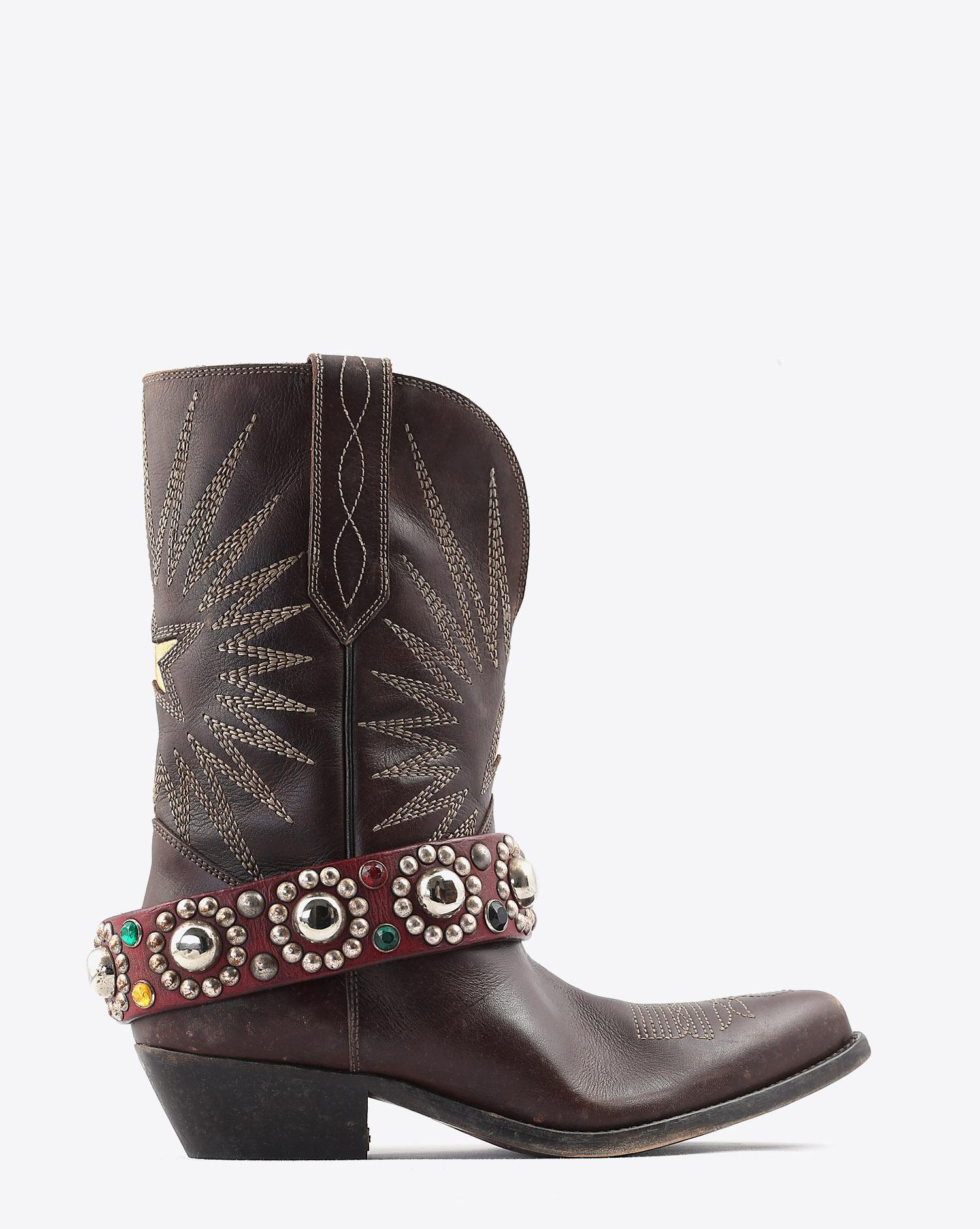 Golden Goose Woman Chaussures Collection Boots Wish Star Low - Dark Brown Leather - Belt  