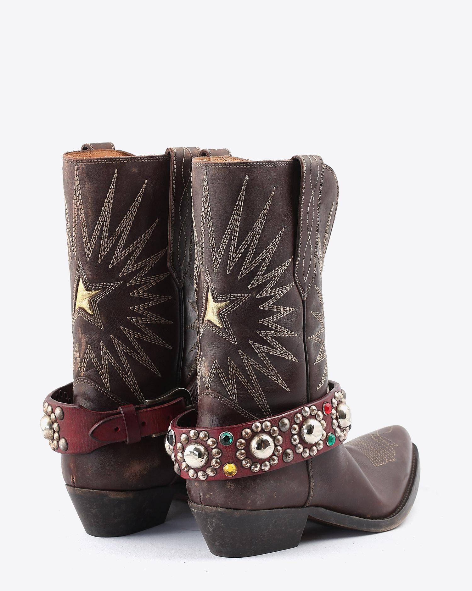 Golden Goose Woman Chaussures Collection Boots Wish Star Low - Dark Brown Leather - Belt  