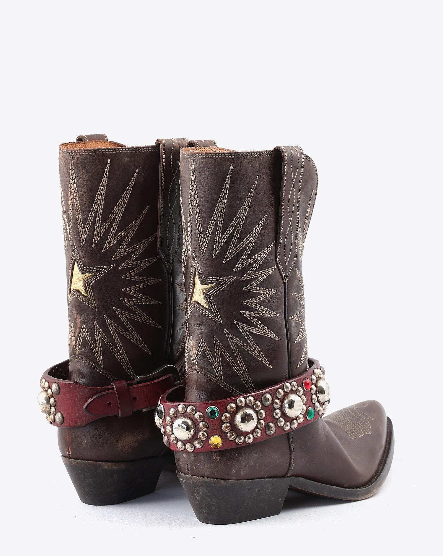 Golden Goose Woman Chaussures Collection Boots Wish Star Low - Dark Brown Leather - Belt  