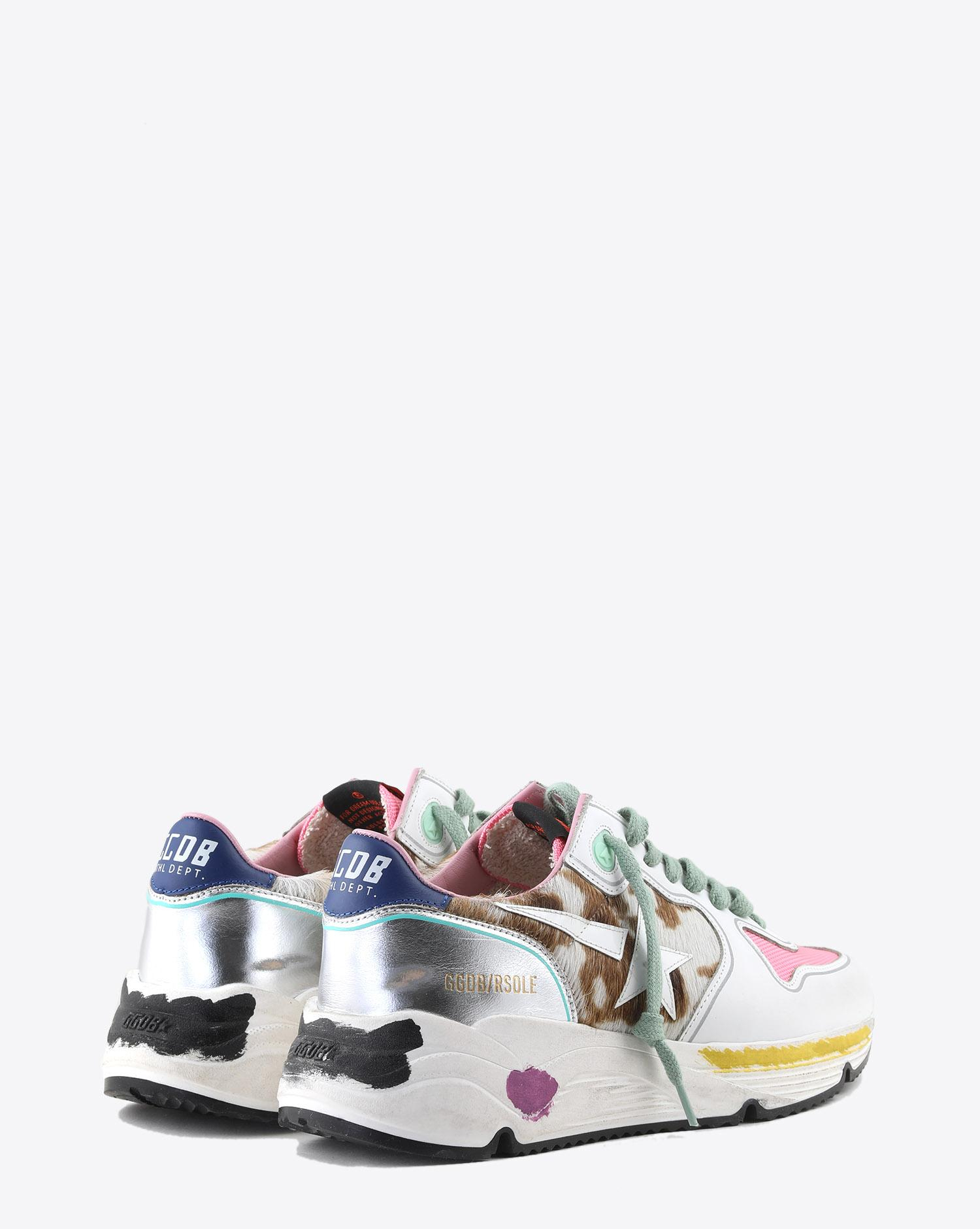 Golden Goose Woman Collection Sneakers Running Sole - Cow Pony - White Patent Star   