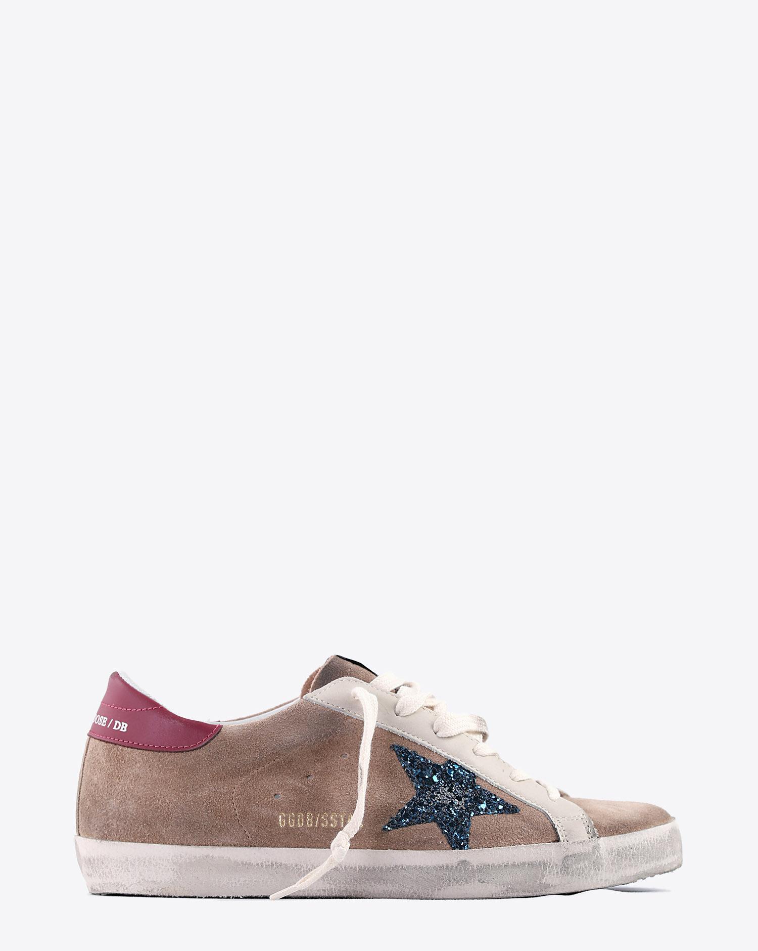 Golden Goose Woman Collection Sneakers Superstar - Desert Suede - Blue - Glitter Star  