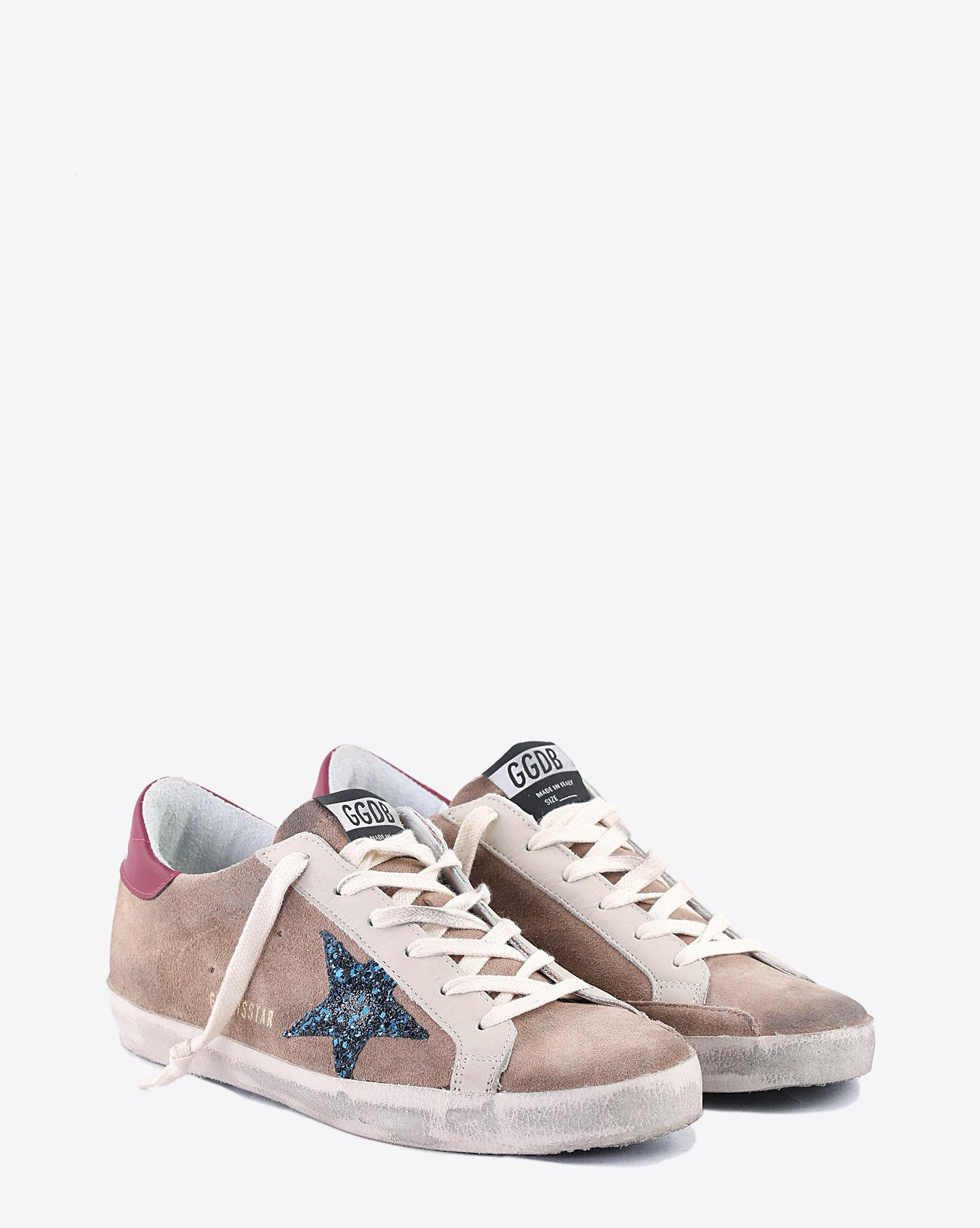 Golden Goose Woman Collection Sneakers Superstar - Desert Suede - Blue - Glitter Star  