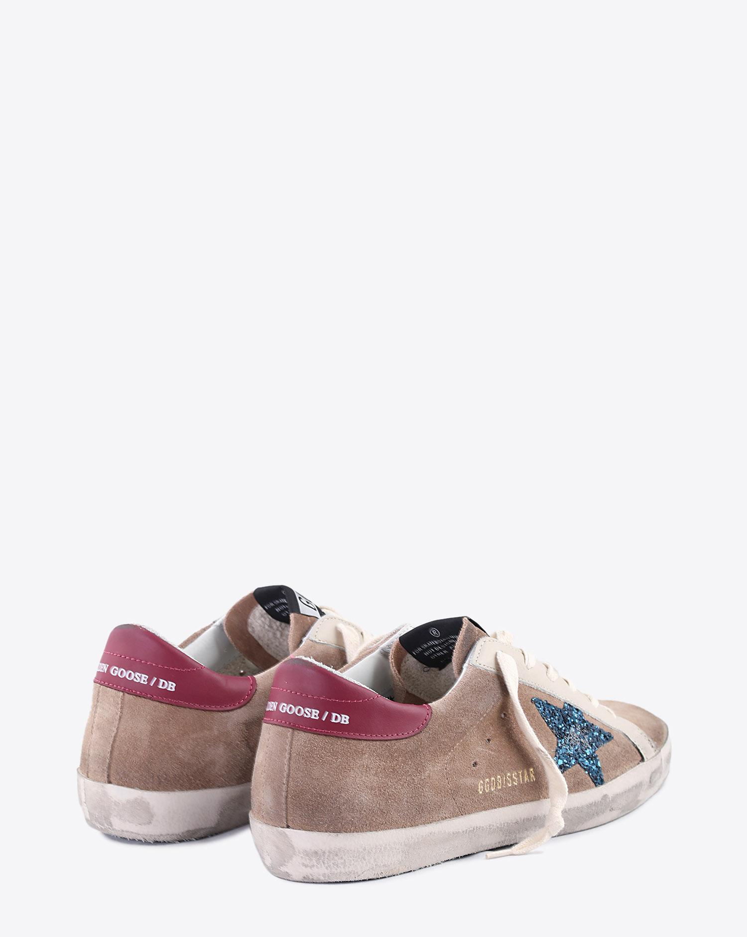 Golden Goose Woman Collection Sneakers Superstar - Desert Suede - Blue - Glitter Star  
