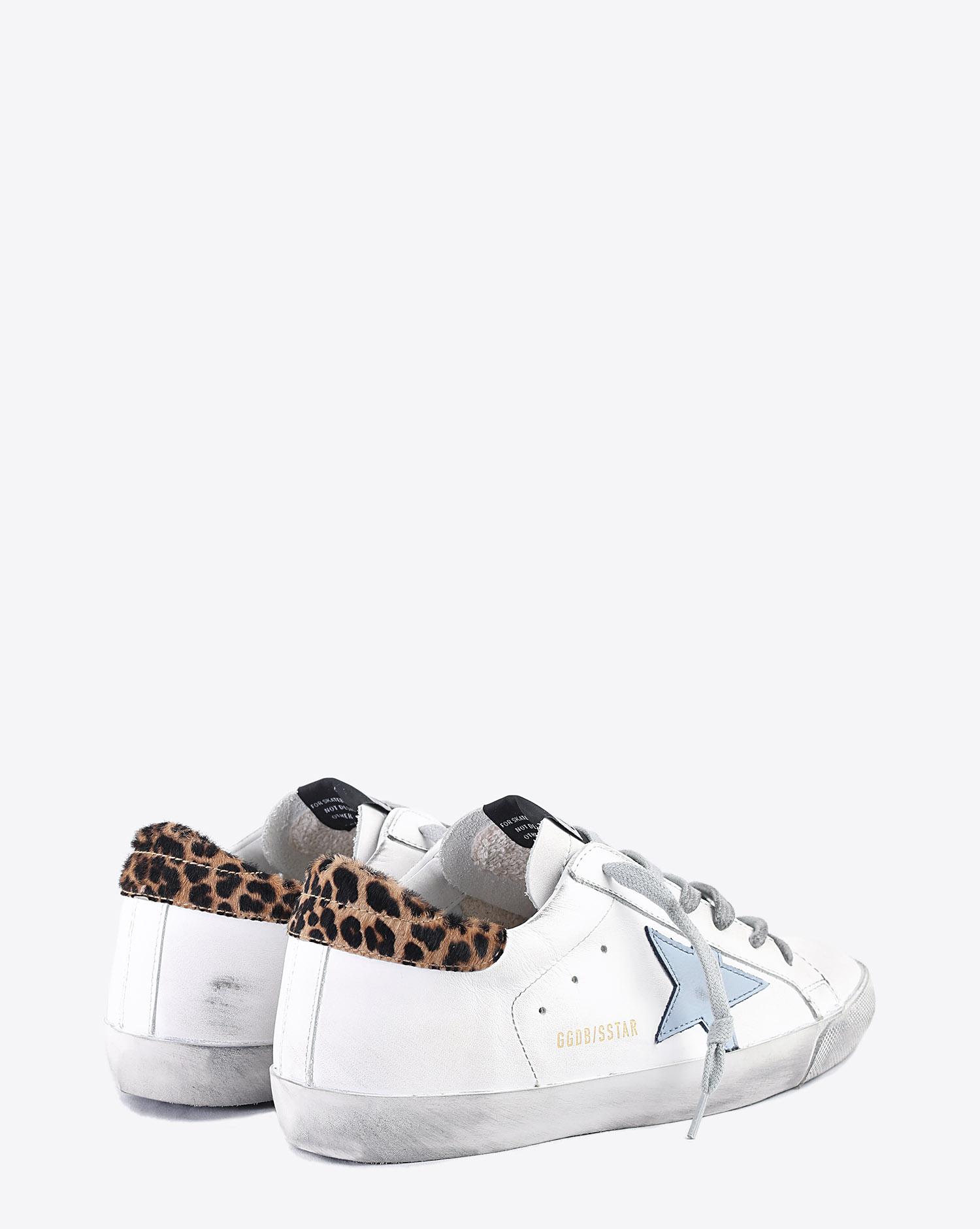 Golden Goose Woman Collection Sneakers Superstar - White Leopard - Night - Blue Star  