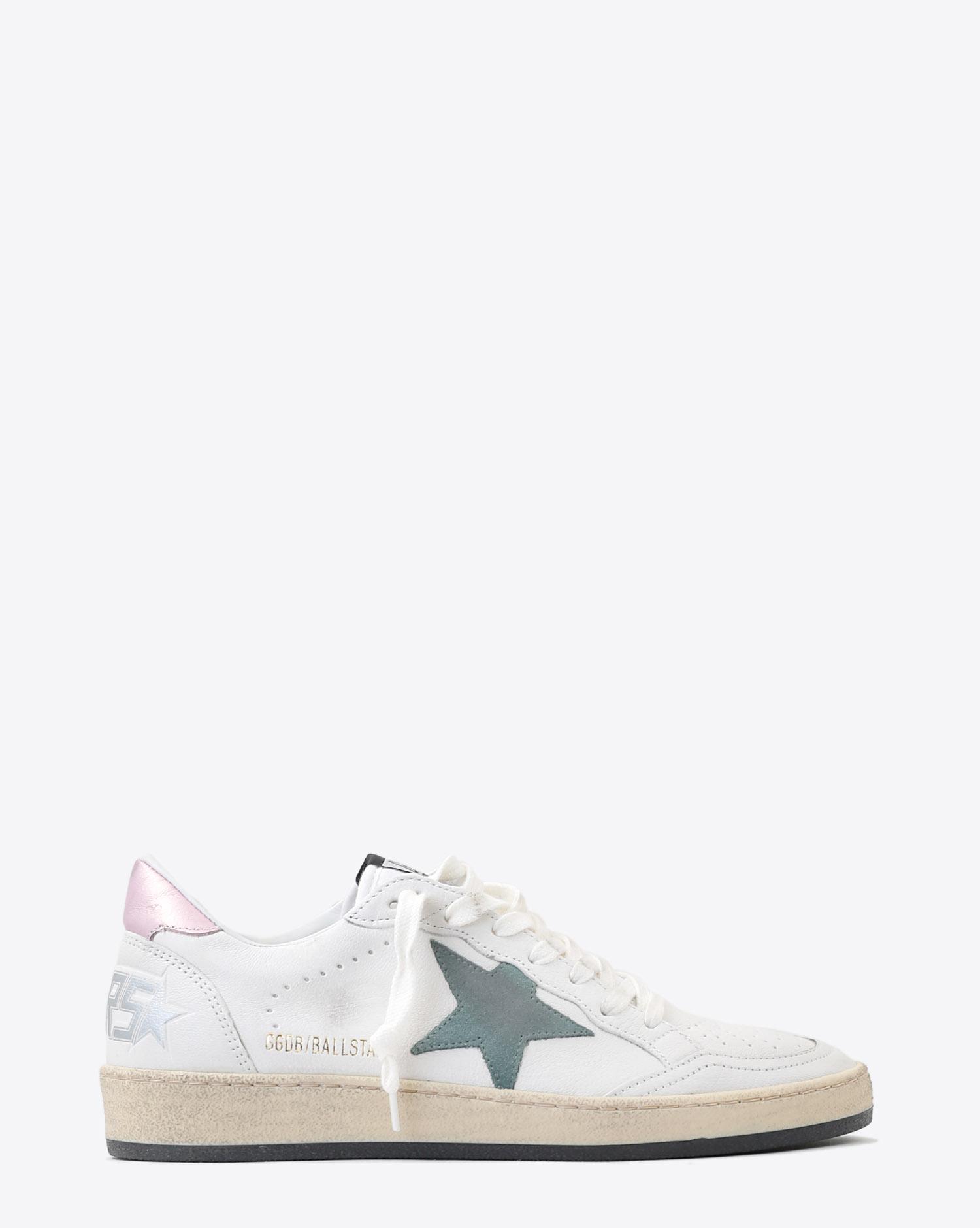 Golden Goose Woman Pré-Collection Sneakers Ball Star - White- Pink Laminated - Green Star   