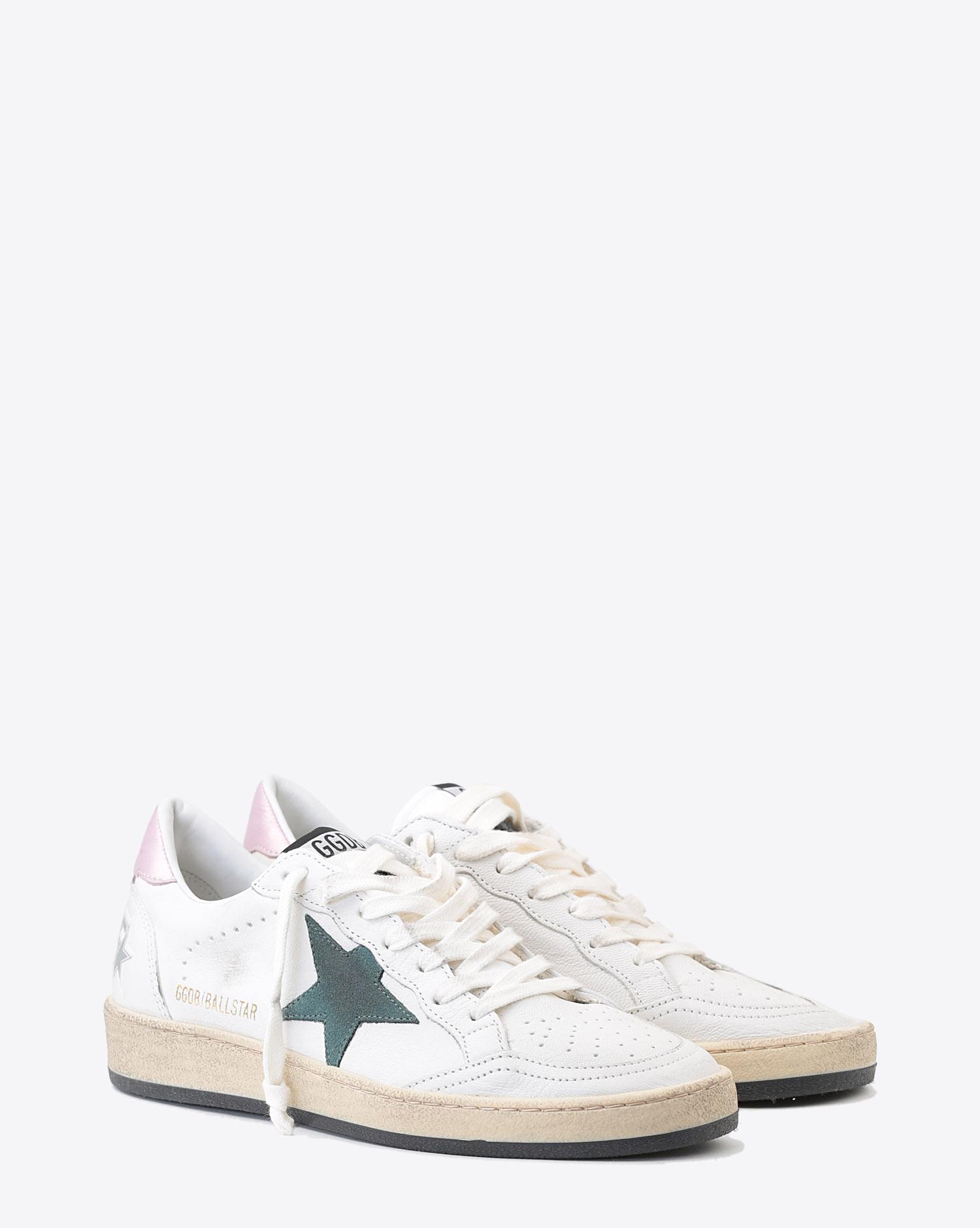 Golden Goose Woman Pré-Collection Sneakers Ball Star - White- Pink Laminated - Green Star   