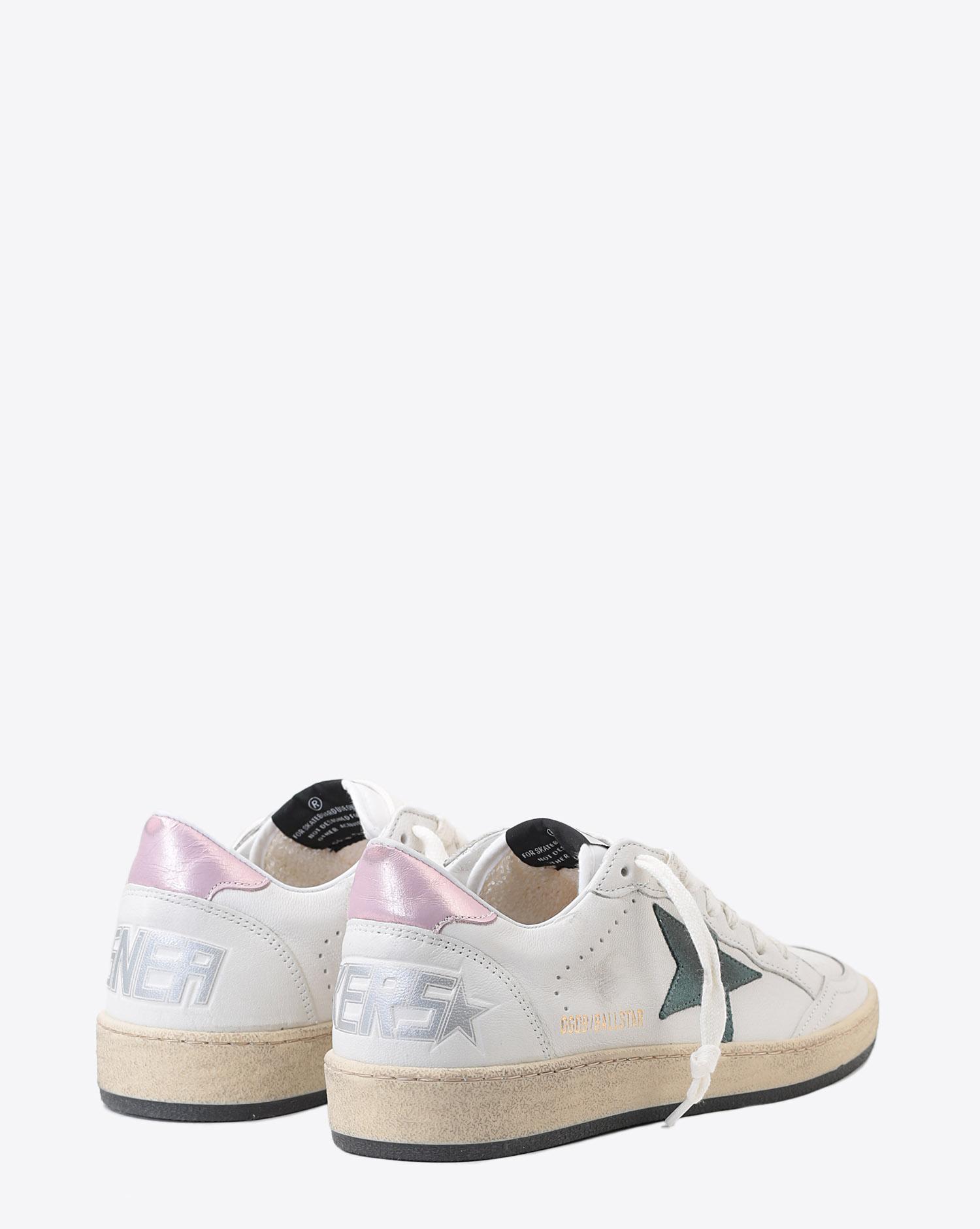 Golden Goose Woman Pré-Collection Sneakers Ball Star - White- Pink Laminated - Green Star   