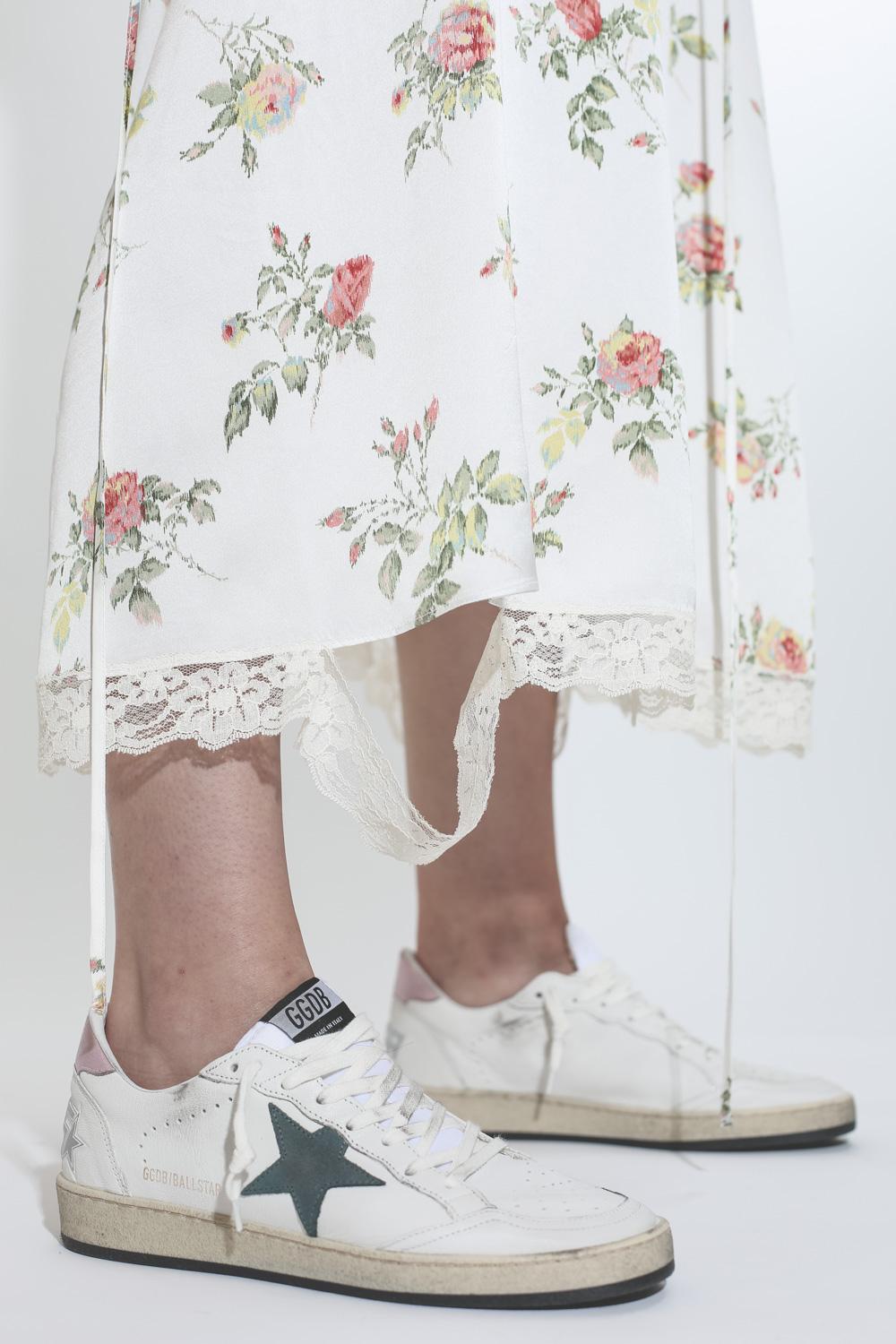 Golden Goose Woman Pré-Collection Sneakers Ball Star - White- Pink Laminated - Green Star   