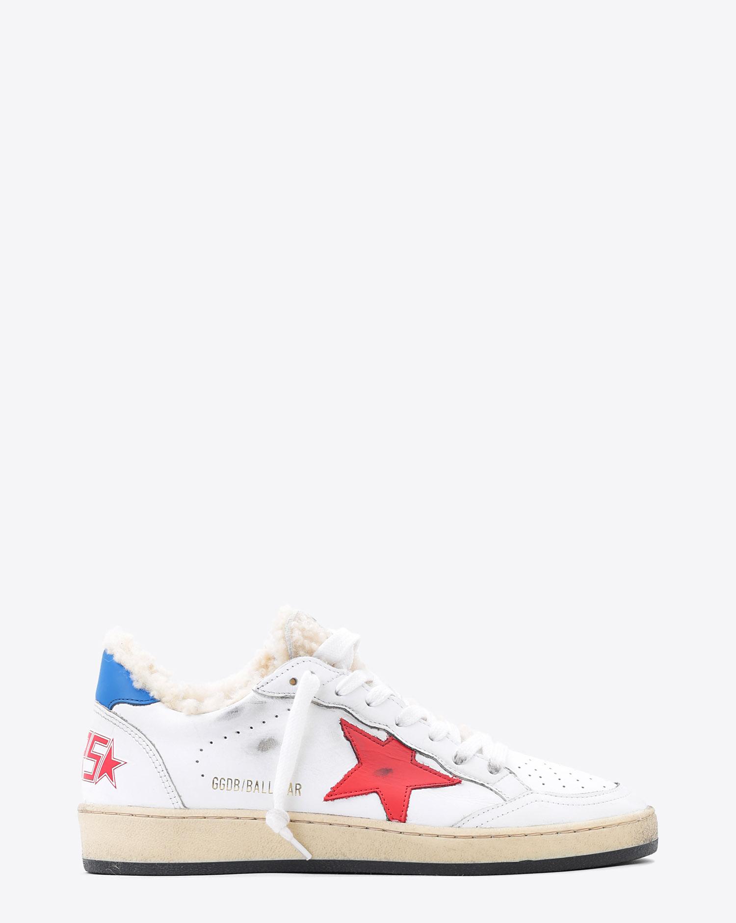 Golden Goose Woman Pré-Collection Sneakers Ball Star - White Shearling - Red Star  