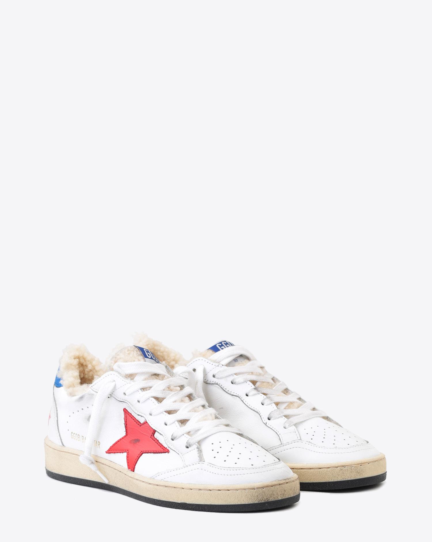 Golden Goose Woman Pré-Collection Sneakers Ball Star - White Shearling - Red Star  