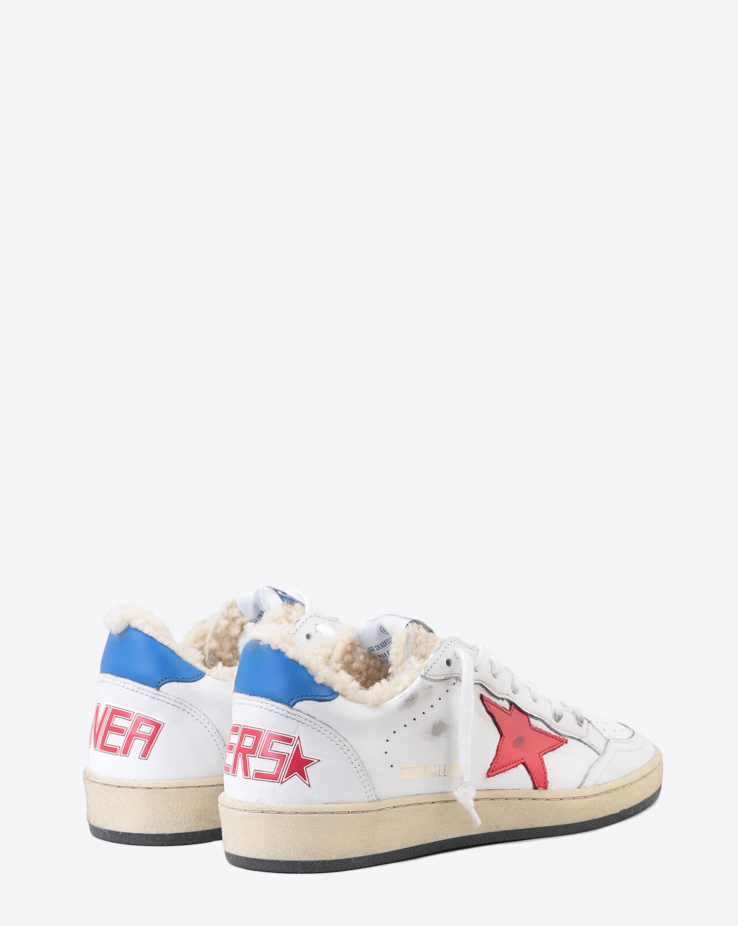 Golden Goose Woman Pré-Collection Sneakers Ball Star - White Shearling - Red Star  
