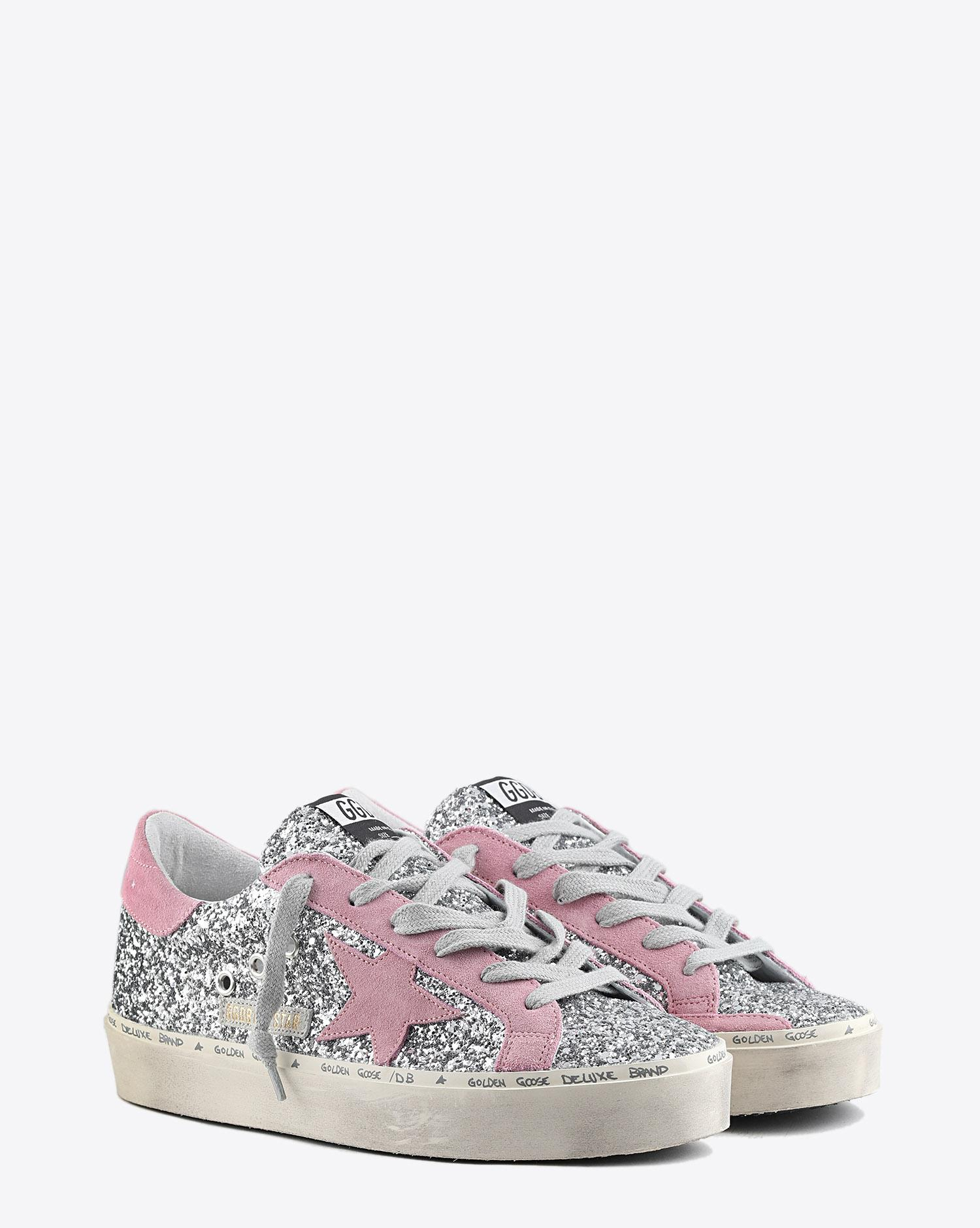 Golden Goose Woman Pré-Collection Sneakers Hi Star - Silver Glitter - Pink Suede Star   