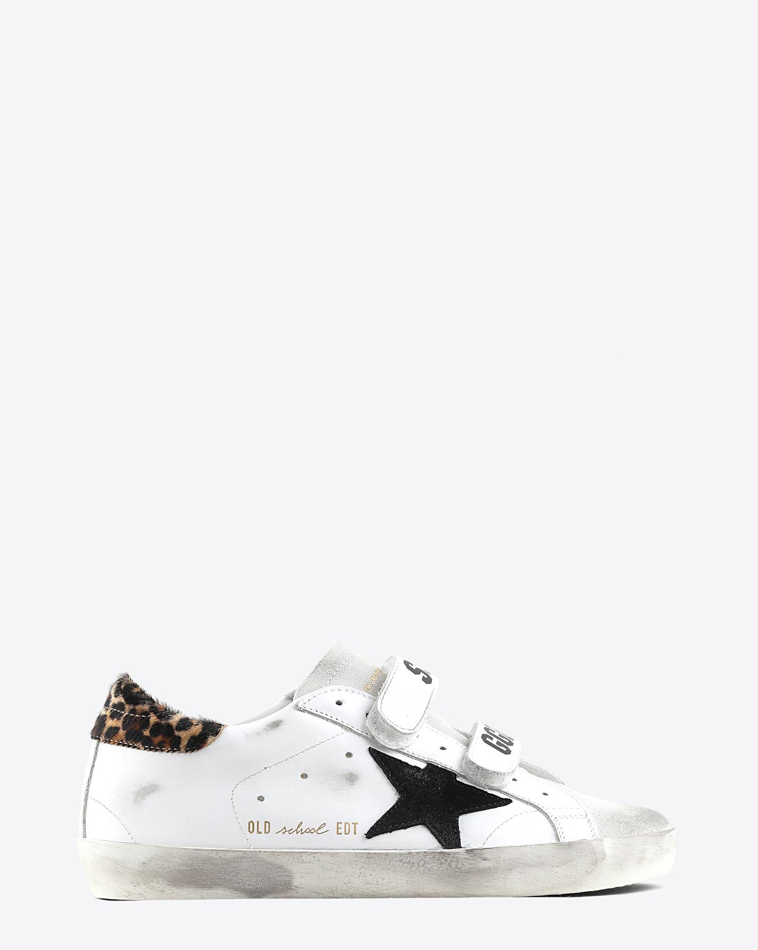 Golden Goose Woman Pré-Collection Sneakers Old School - White Leather - Leopard Pony   