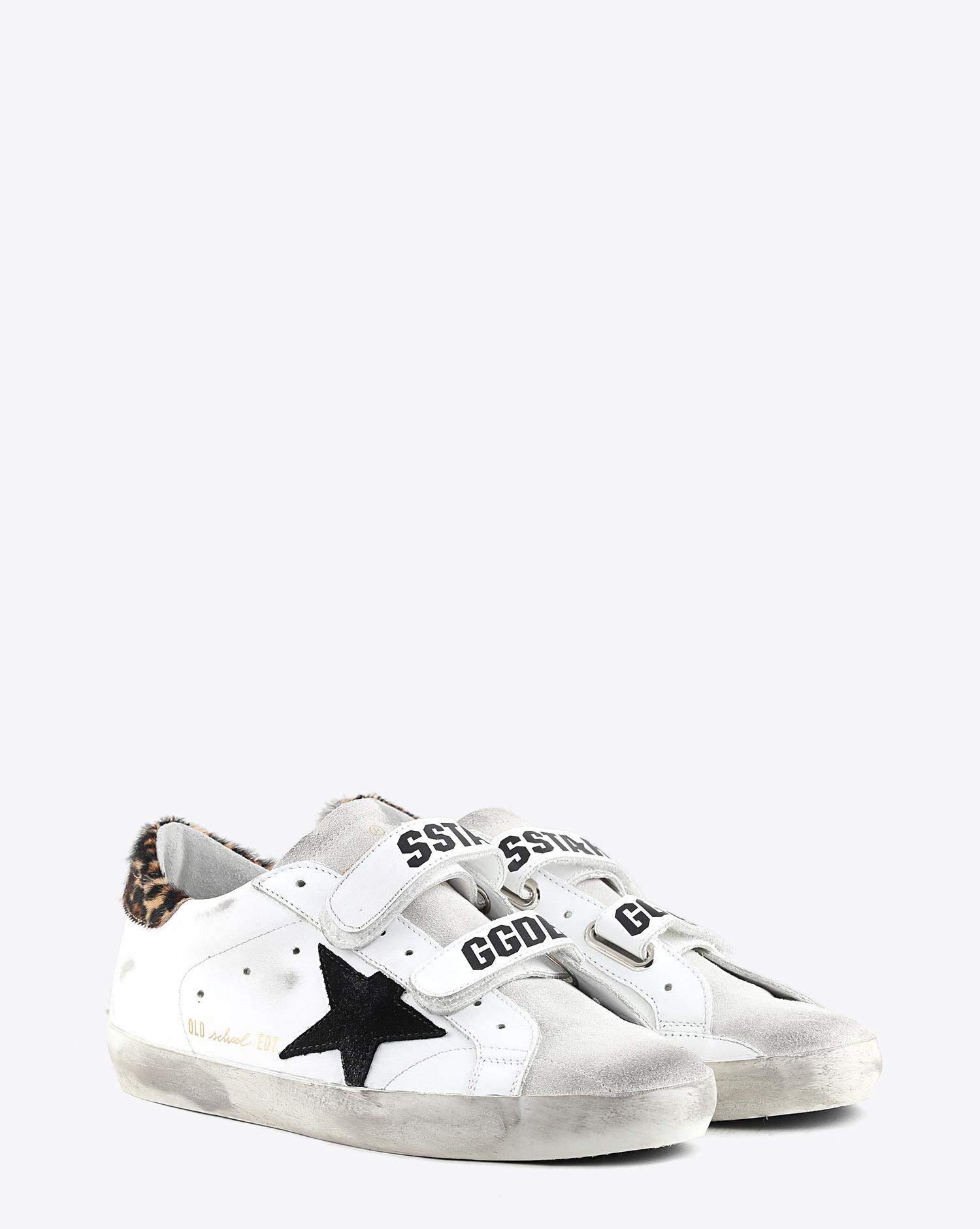 Golden Goose Woman Pré-Collection Sneakers Old School - White Leather - Leopard Pony   