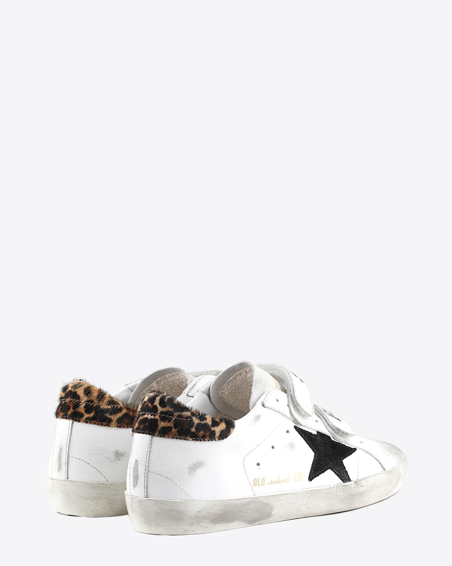 Golden Goose Woman Pré-Collection Sneakers Old School - White Leather - Leopard Pony   