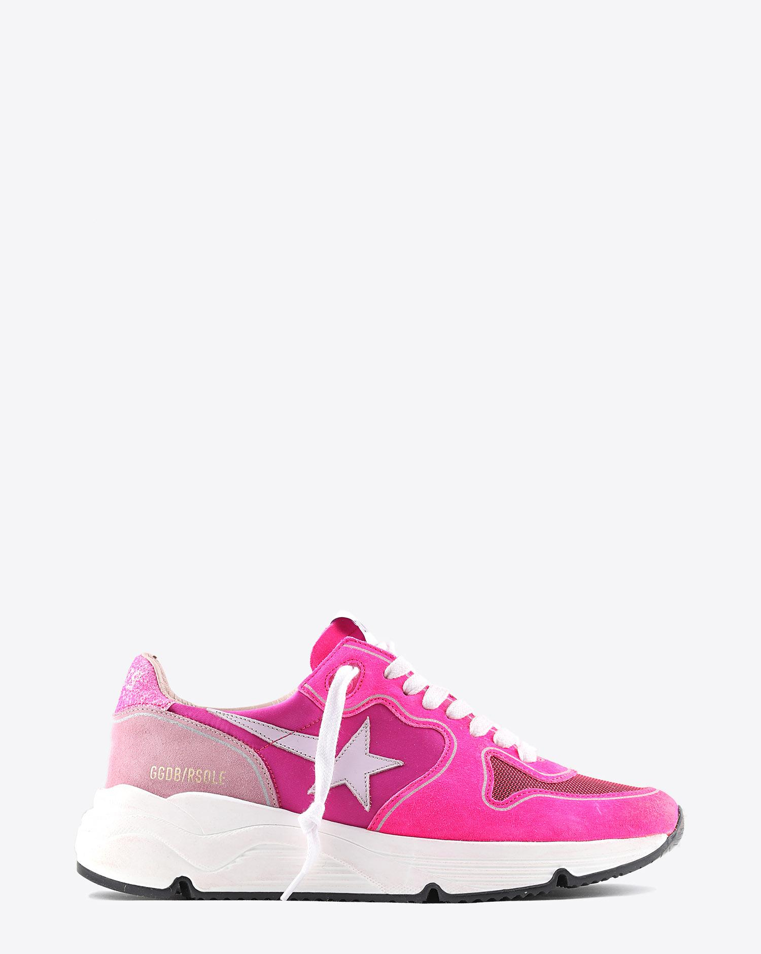Golden Goose Woman Pré-Collection Sneakers Running Sole - Fuxia Suede - Pink Star - Glitter  