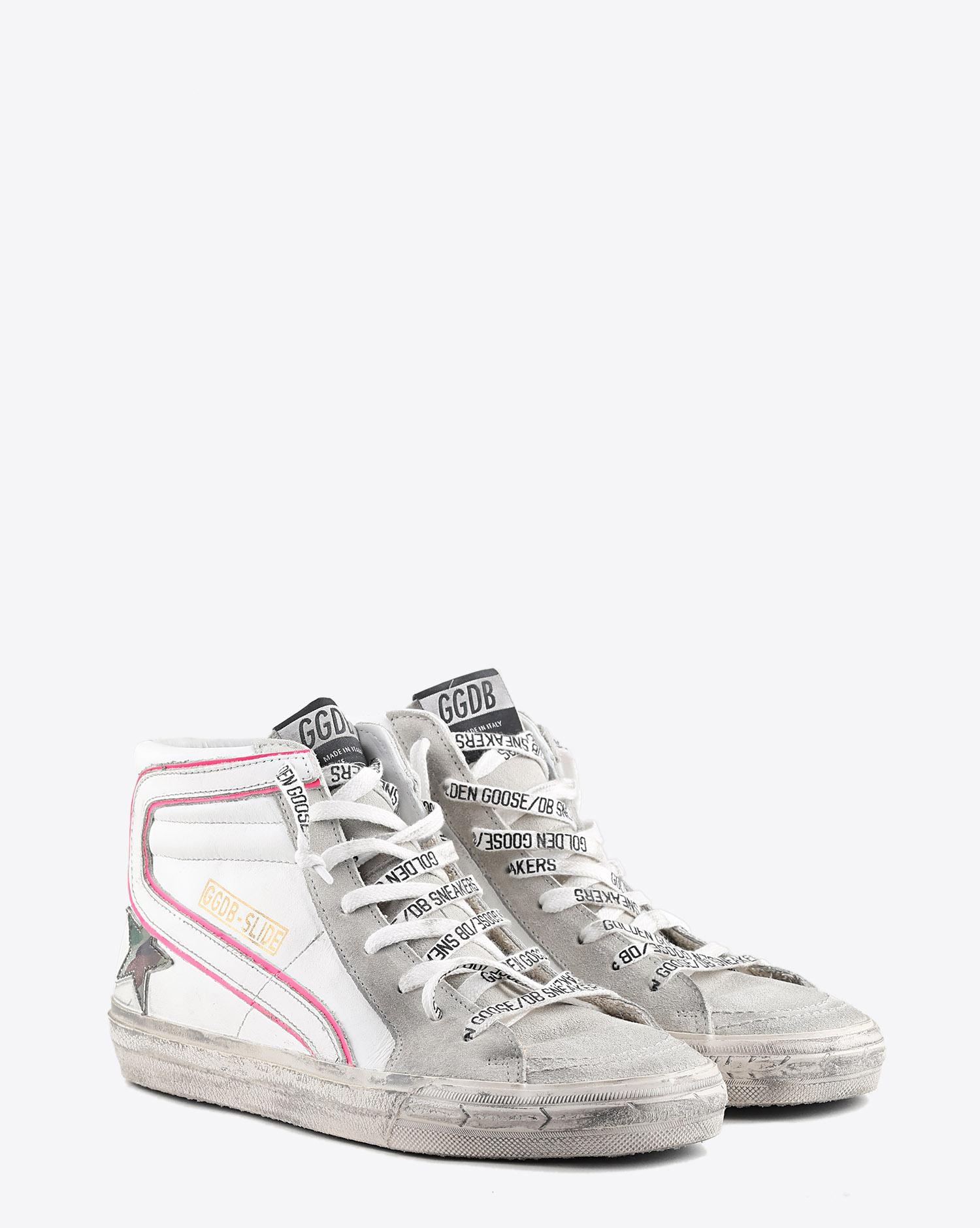 Golden Goose Woman Pré-Collection Sneakers Slide cuir blanc étoile camouflage  