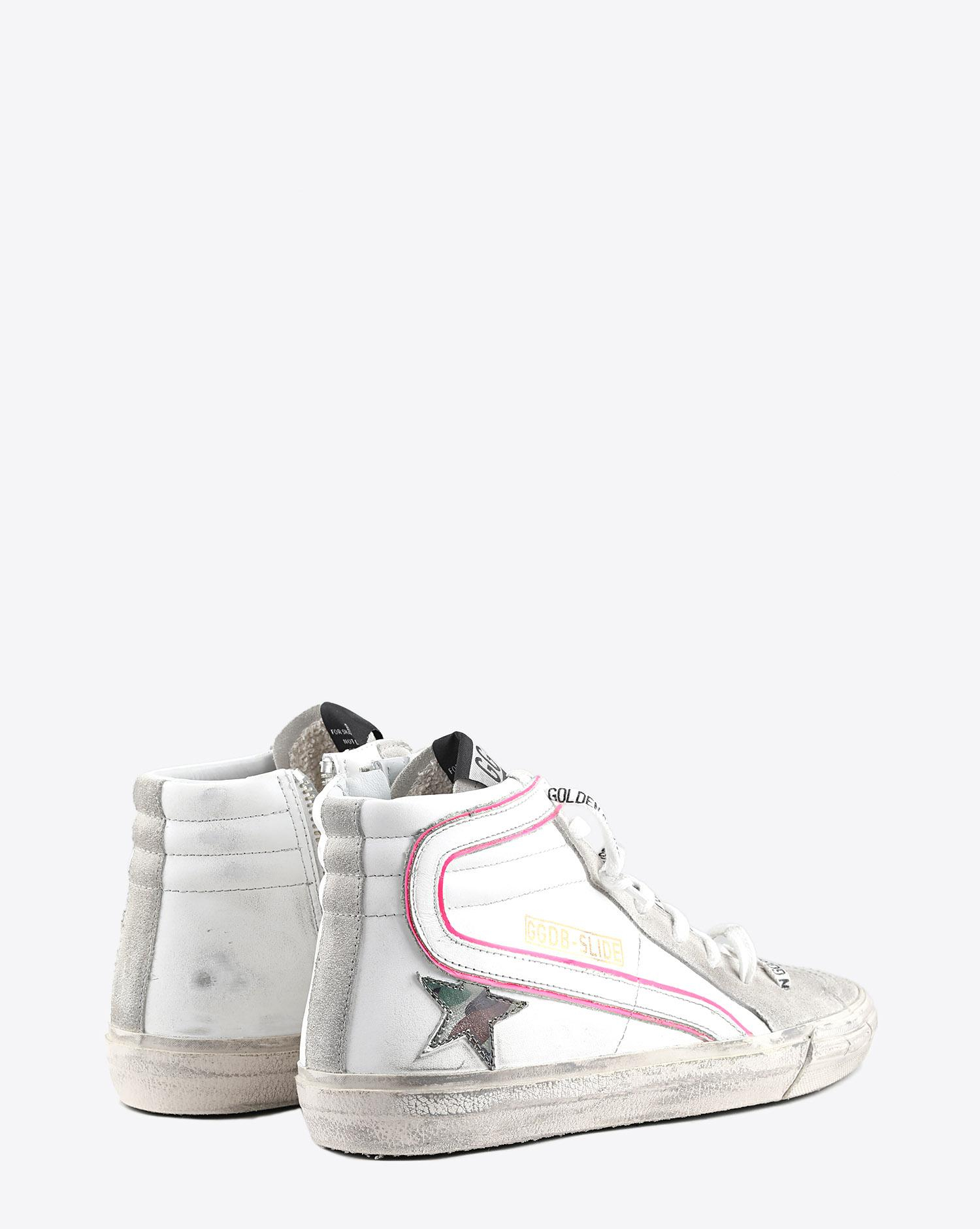 Golden Goose Woman Pré-Collection Sneakers Slide cuir blanc étoile camouflage  