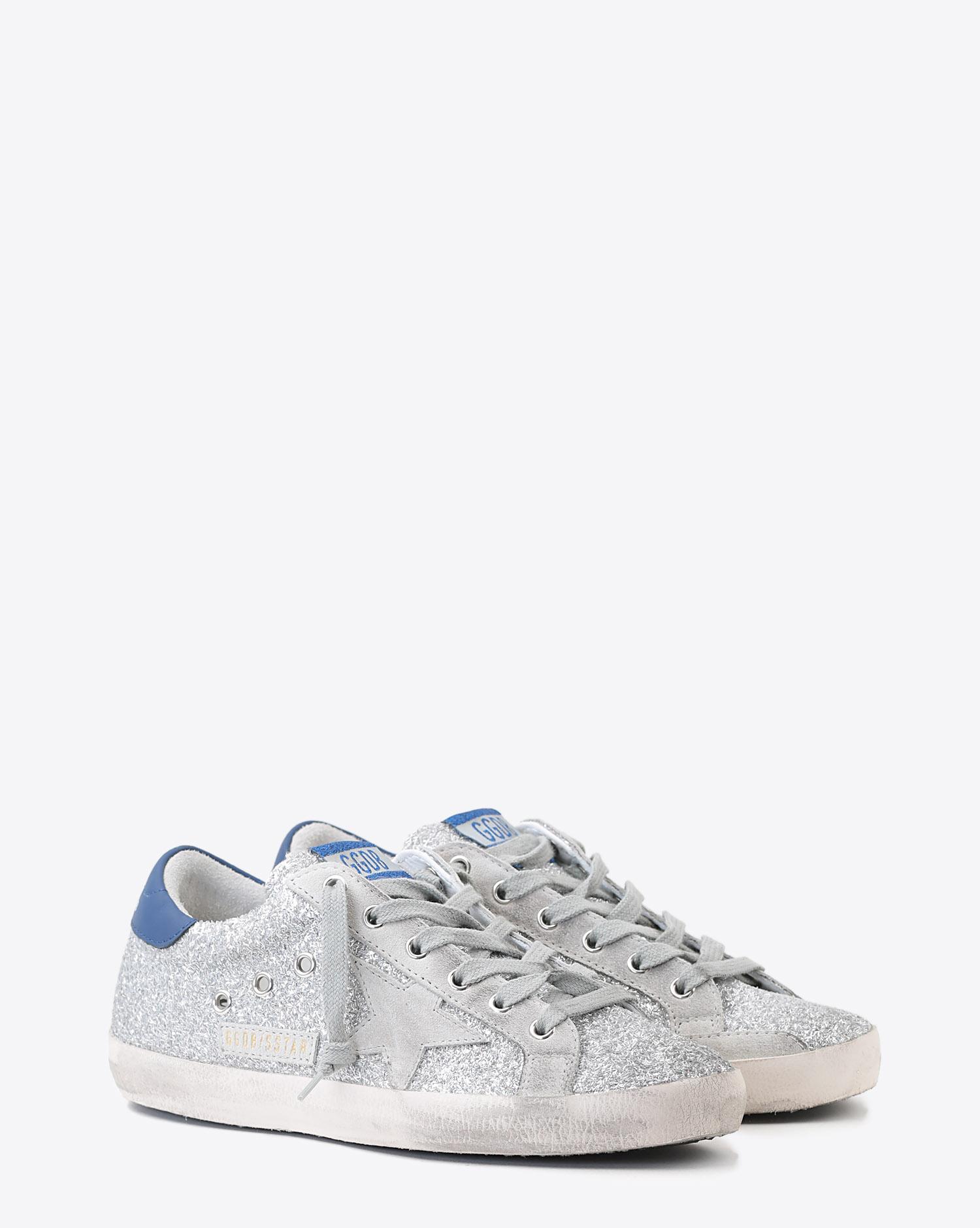 Golden Goose Woman Pré-Collection Sneakers Superstar - Silver Glitter Blue- Ice Star  