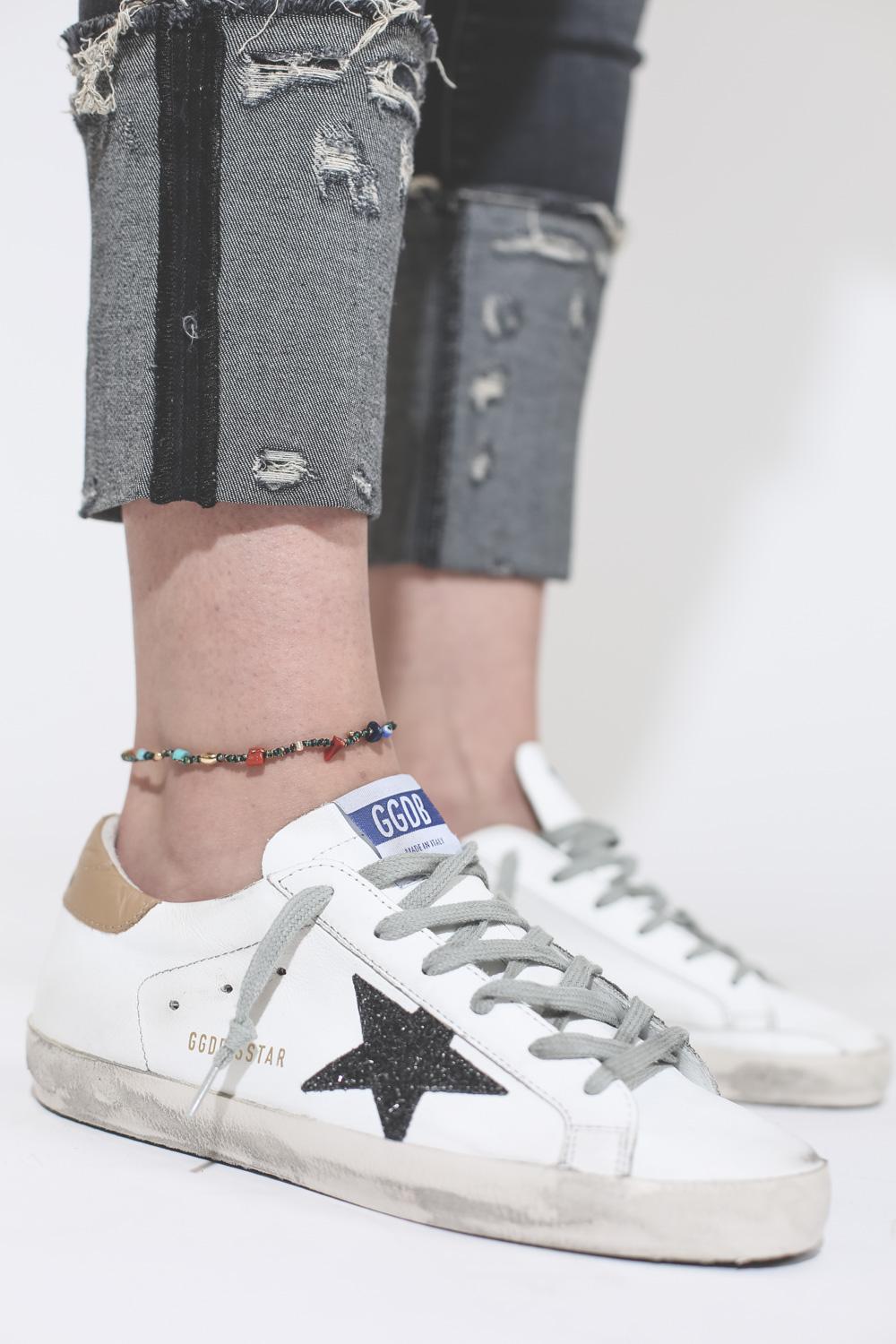 Golden Goose Woman Pré-Collection Sneakers Superstar - White Sand - Black Glitter  