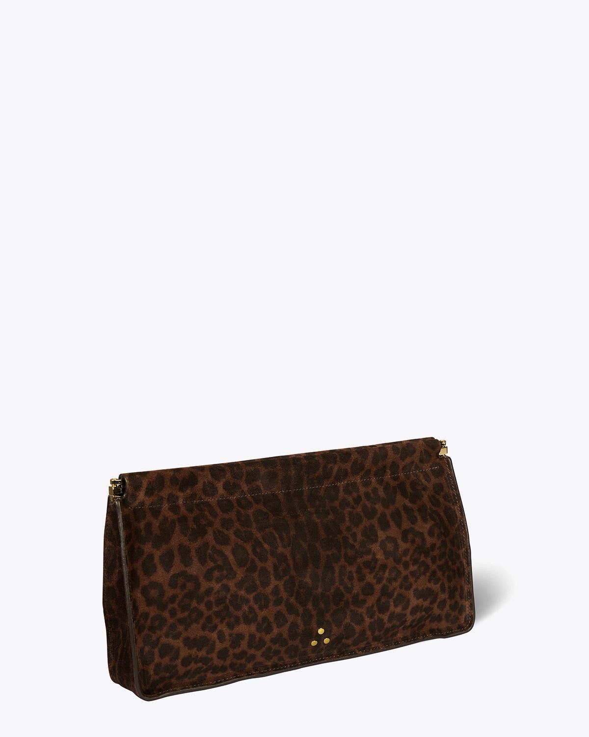 Jérôme Dreyfuss Accessoires Collection Clic Clac XL Split Suede Léopard Naturel  
