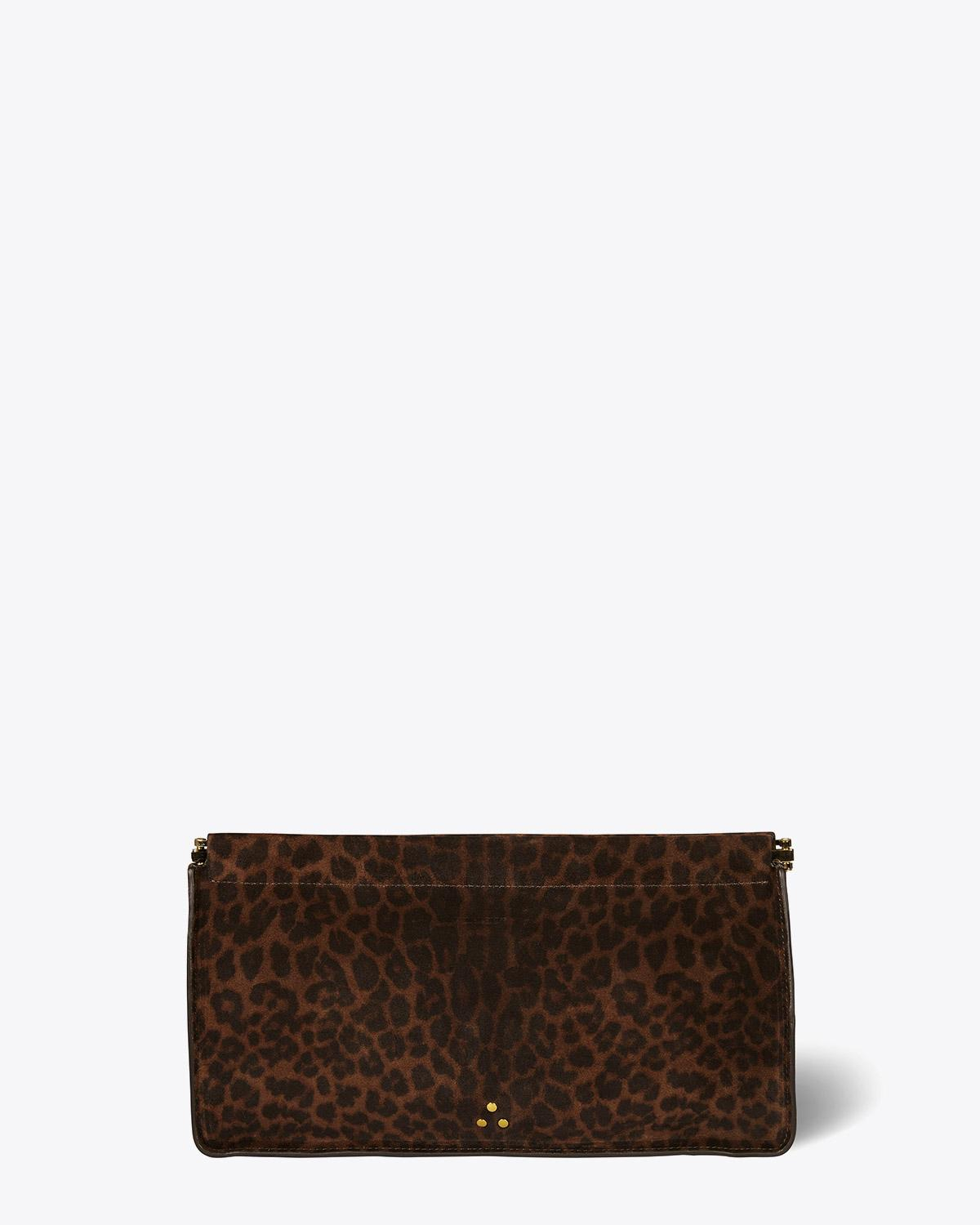 Jérôme Dreyfuss Accessoires Collection Clic Clac XL Split Suede Léopard Naturel  