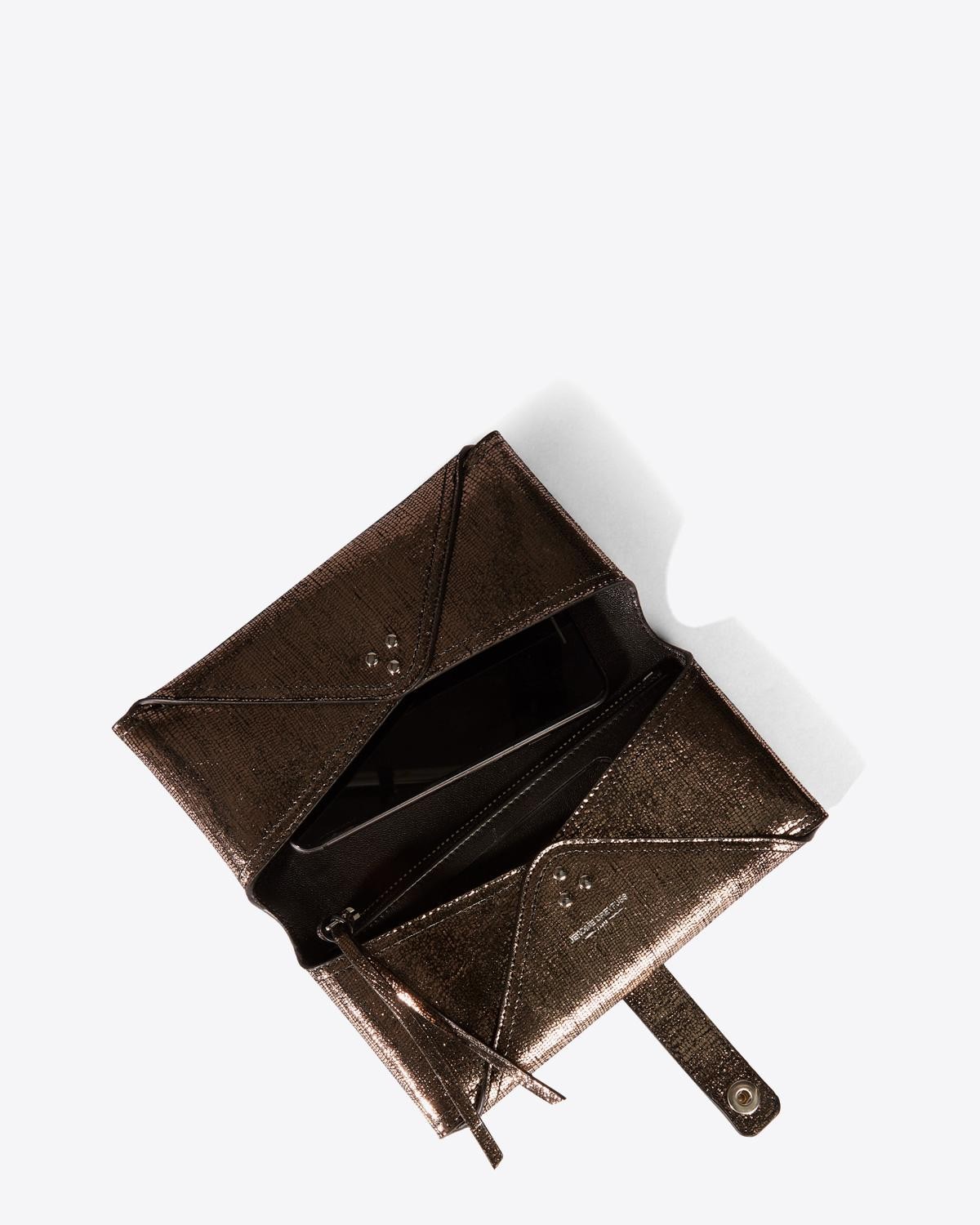 Jérôme Dreyfuss Accessoires Pré-Collection Porte Mobile Goatskin Lamé Champagne  