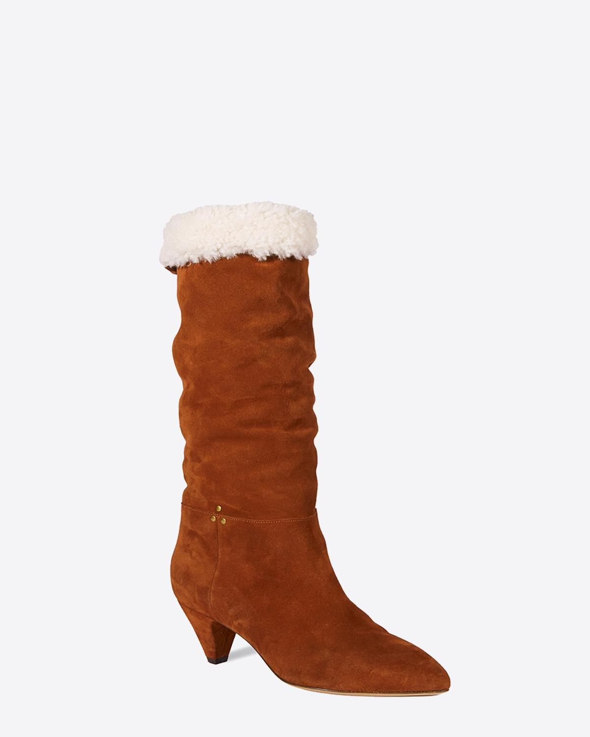 Jérôme Dreyfuss Chaussures Collection Bottes Sandie 50 - Lambskin Peau Lainée Caramel   