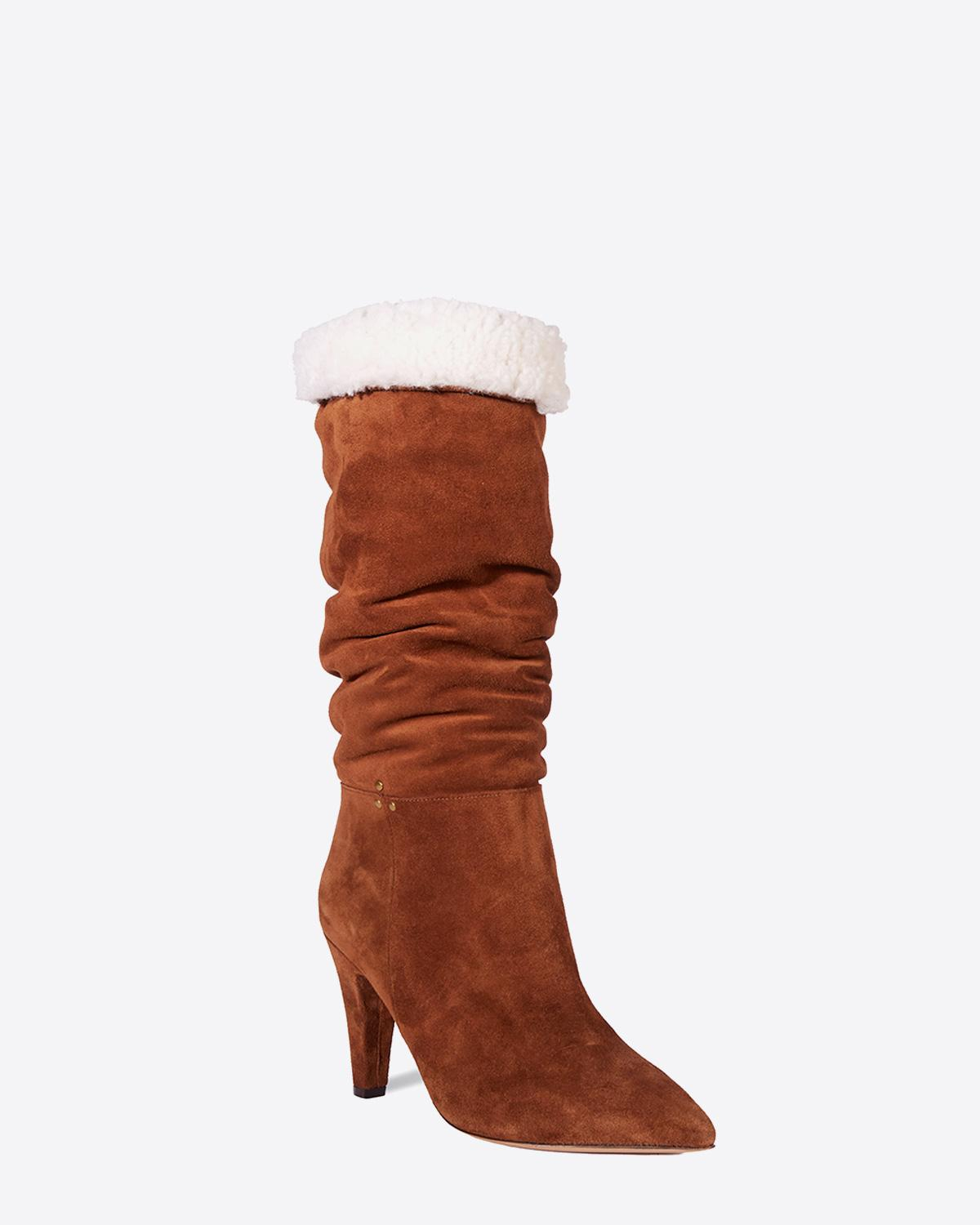 Jérôme Dreyfuss Chaussures Collection Bottes Sandie 95 - Lambskin Peau Lainée Caramel    