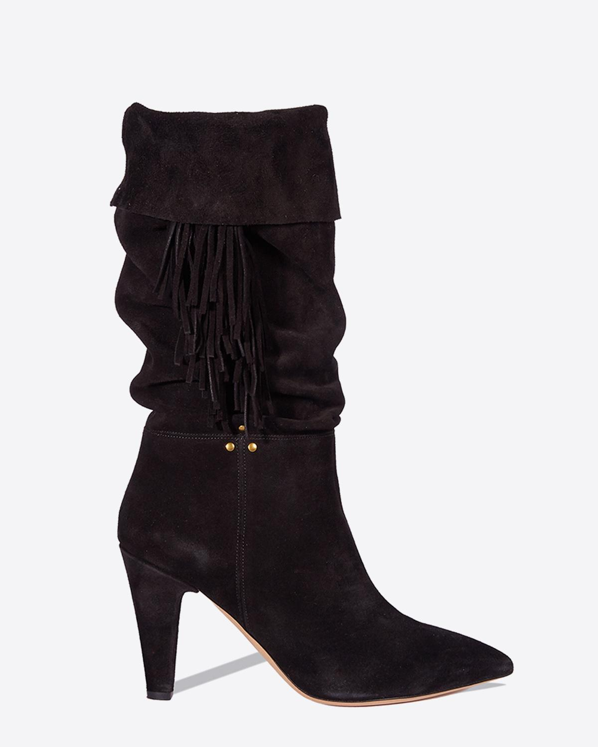 Jérôme Dreyfuss Chaussures Collection Bottes Sandie 95 Franges - Split Suede Noir    