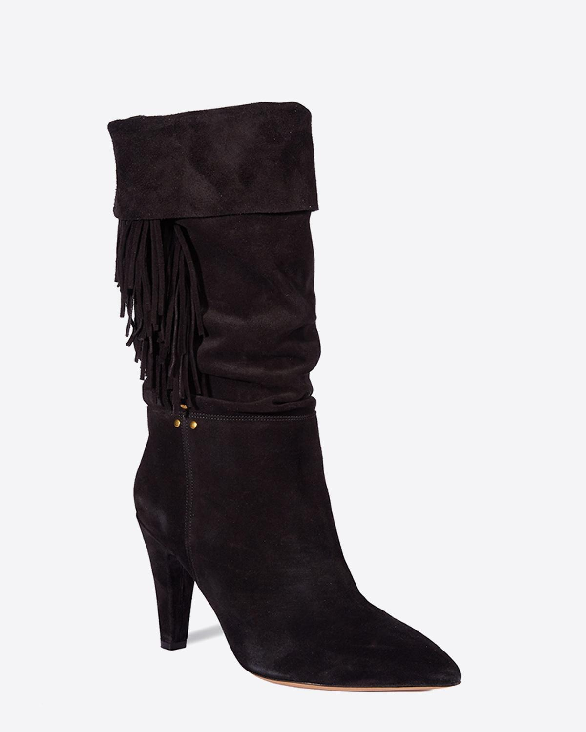 Jérôme Dreyfuss Chaussures Collection Bottes Sandie 95 Franges - Split Suede Noir    
