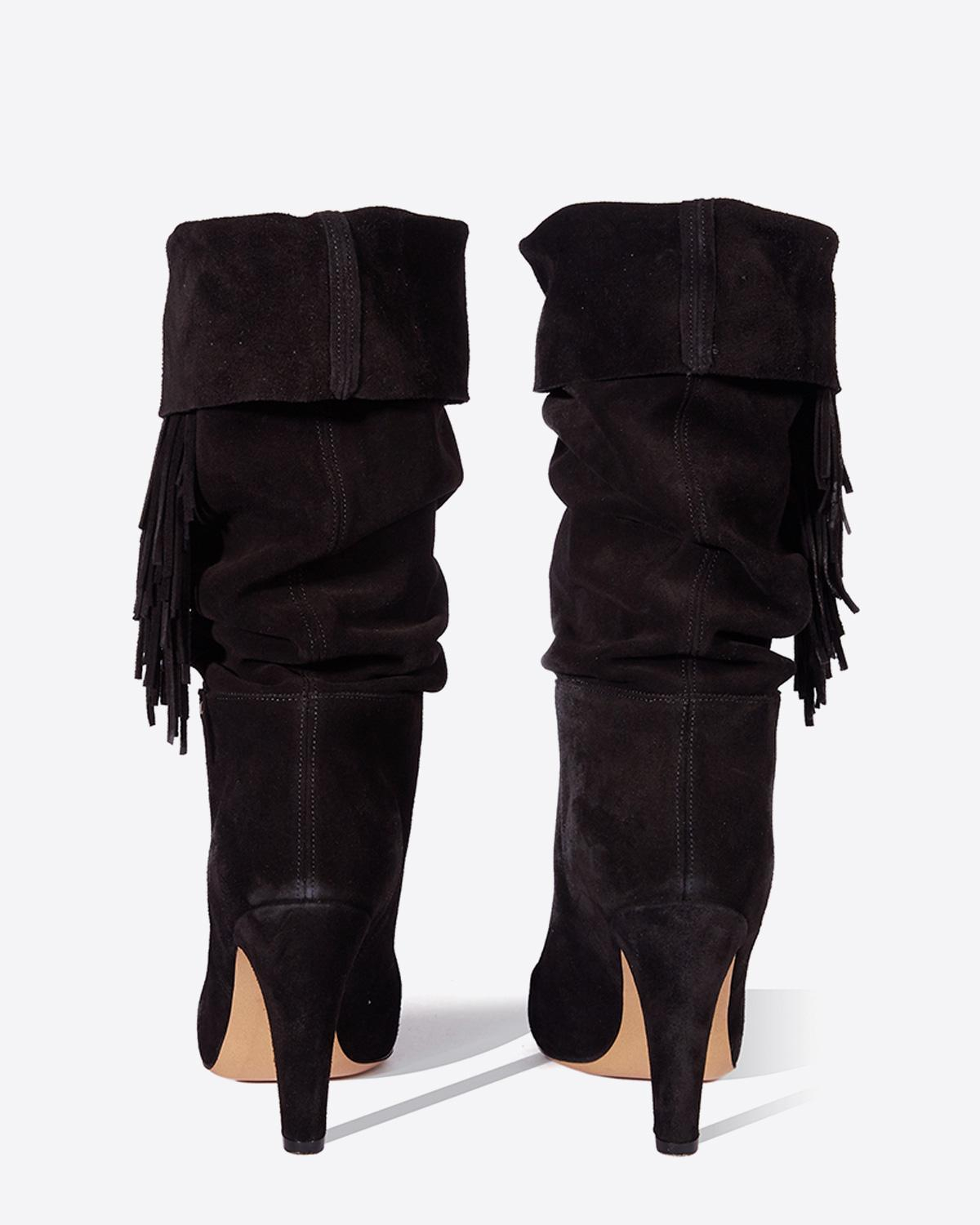 Jérôme Dreyfuss Chaussures Collection Bottes Sandie 95 Franges - Split Suede Noir    