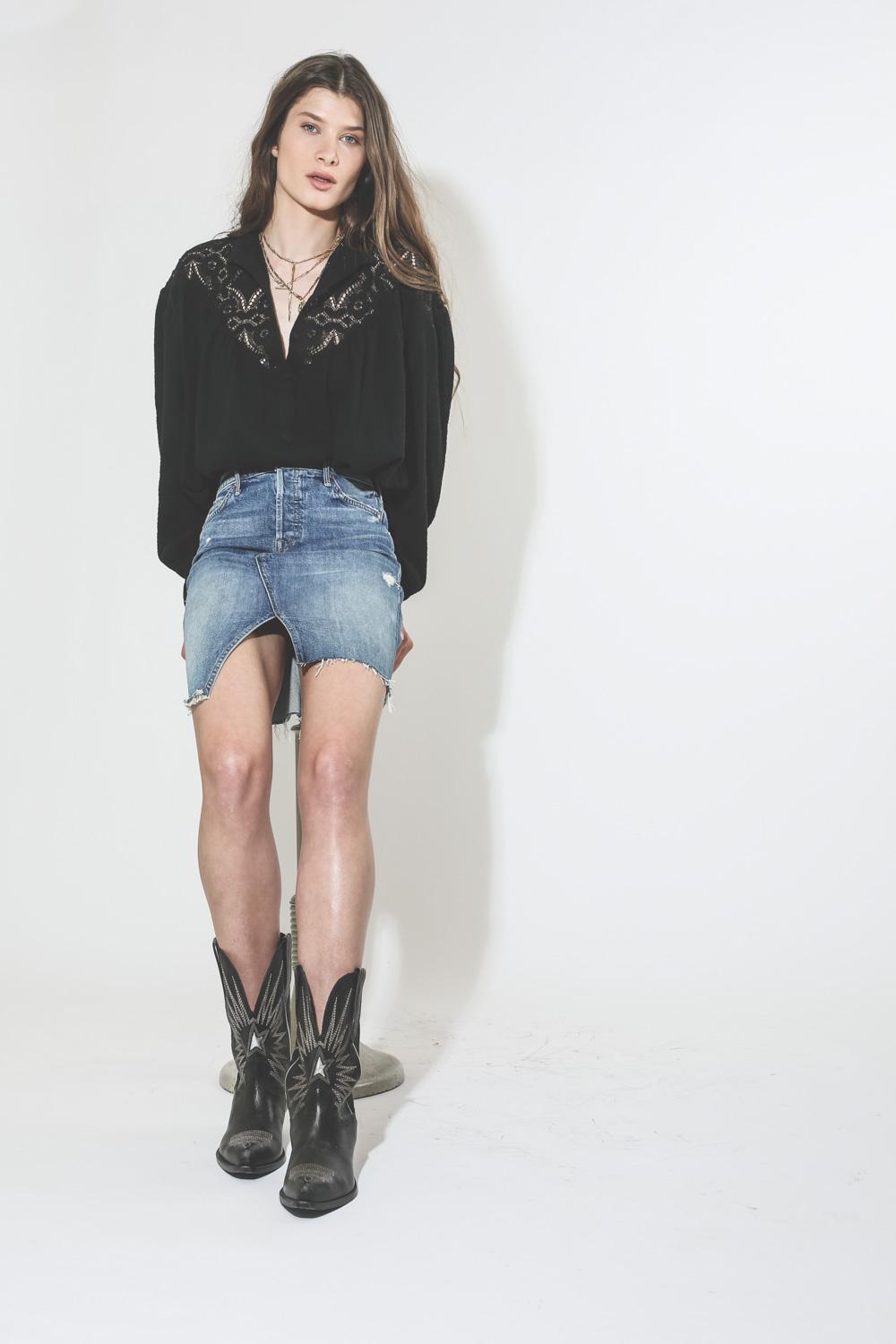 Mother Denim The Tomcat Slide Mini Fray Skirt - Better When It's Row  