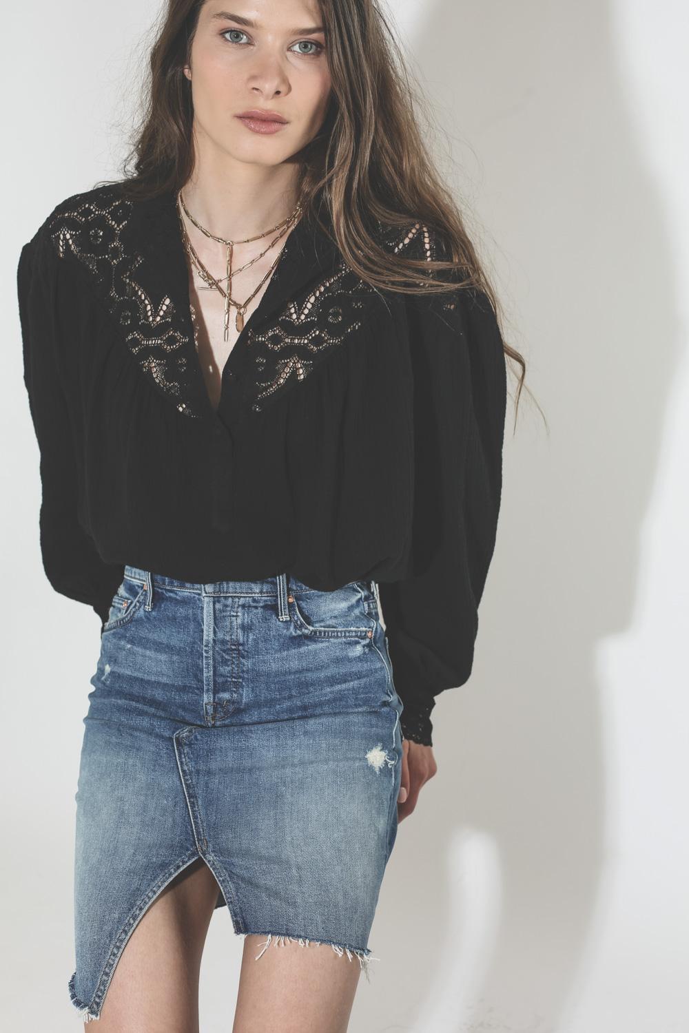 Mother Denim The Tomcat Slide Mini Fray Skirt - Better When It's Row  