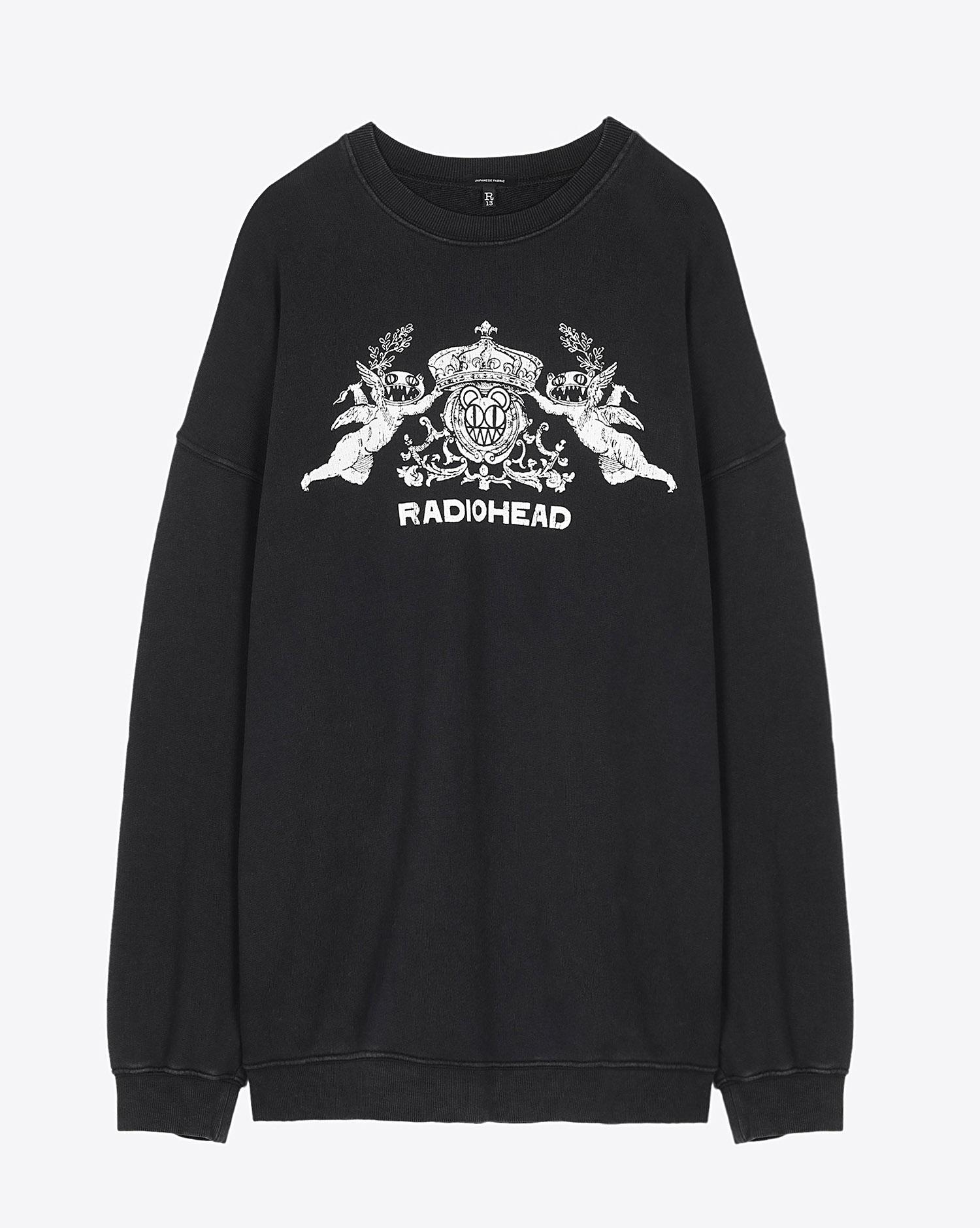 R13 Denim Collection Bearhead Crest Sweatshirt - Acid Black  