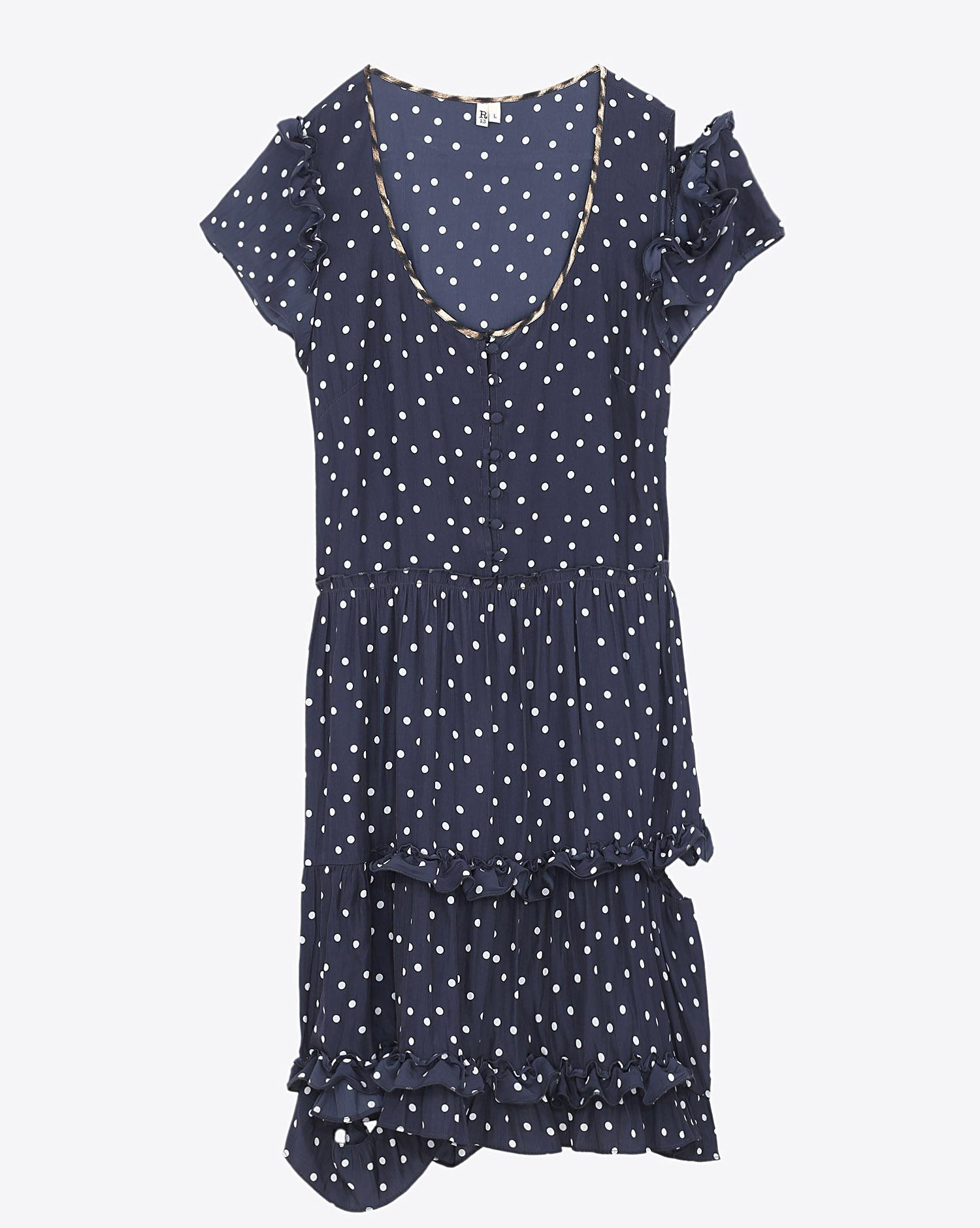 R13 Denim Collection Deconstructed Babydoll - Polka Dot  