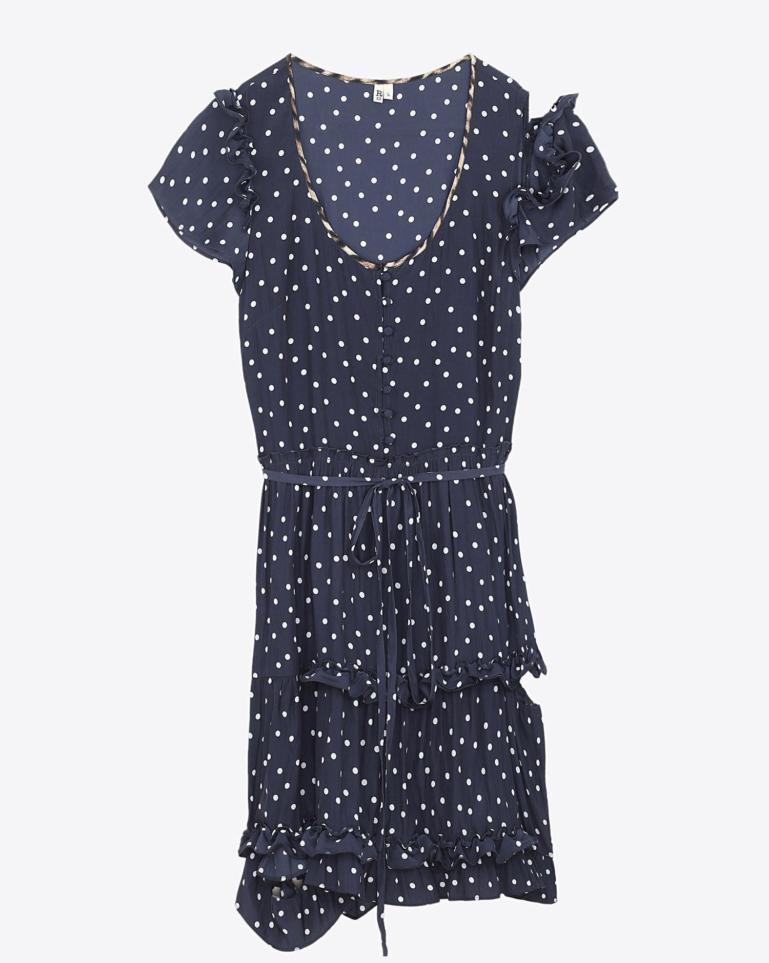 R13 Denim Collection Deconstructed Babydoll - Polka Dot  