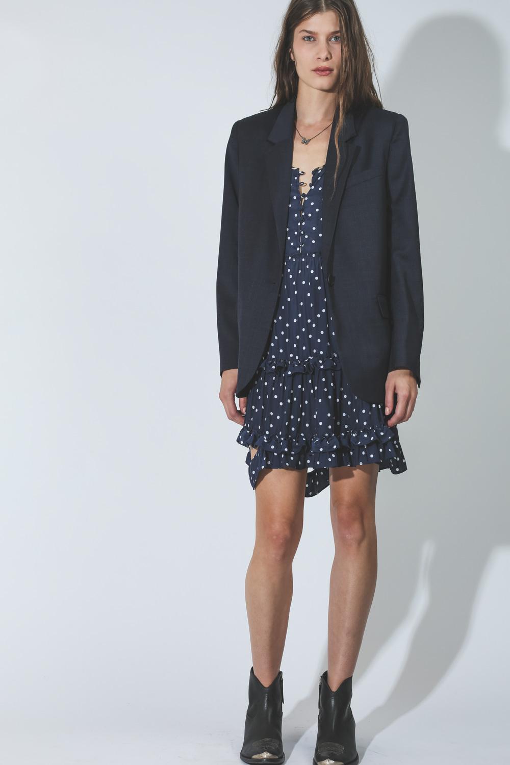 R13 Denim Collection Deconstructed Babydoll - Polka Dot  