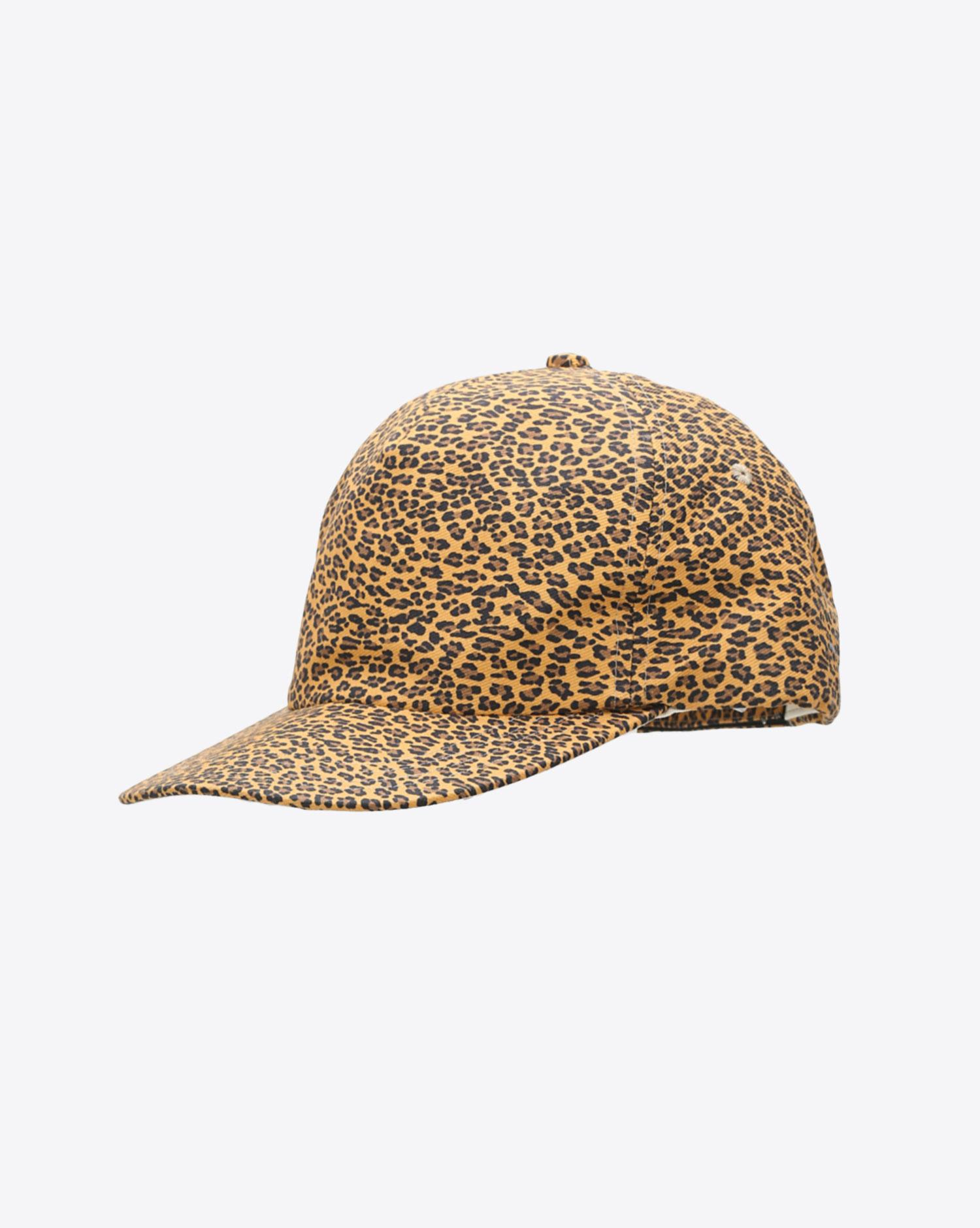 R13 Denim Collection Flat Brim Baseball Cap - Mini Leopard  