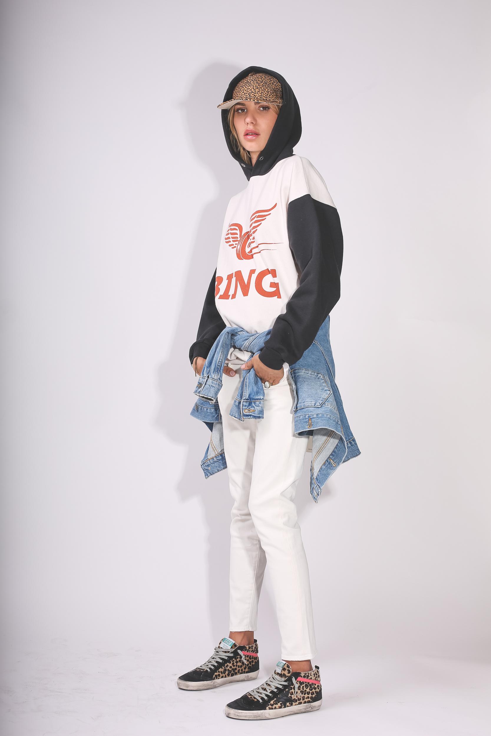 R13 Denim Collection Flat Brim Baseball Cap - Mini Leopard  