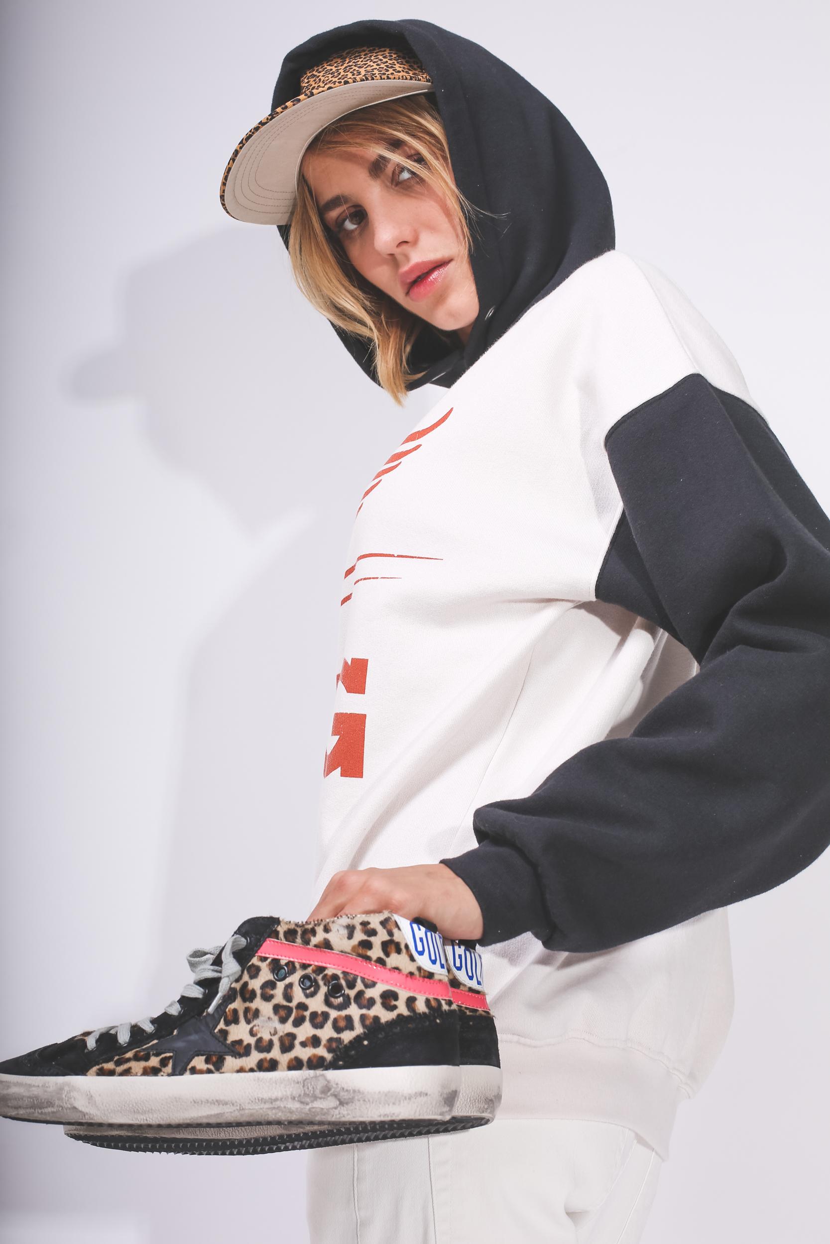 R13 Denim Collection Flat Brim Baseball Cap - Mini Leopard